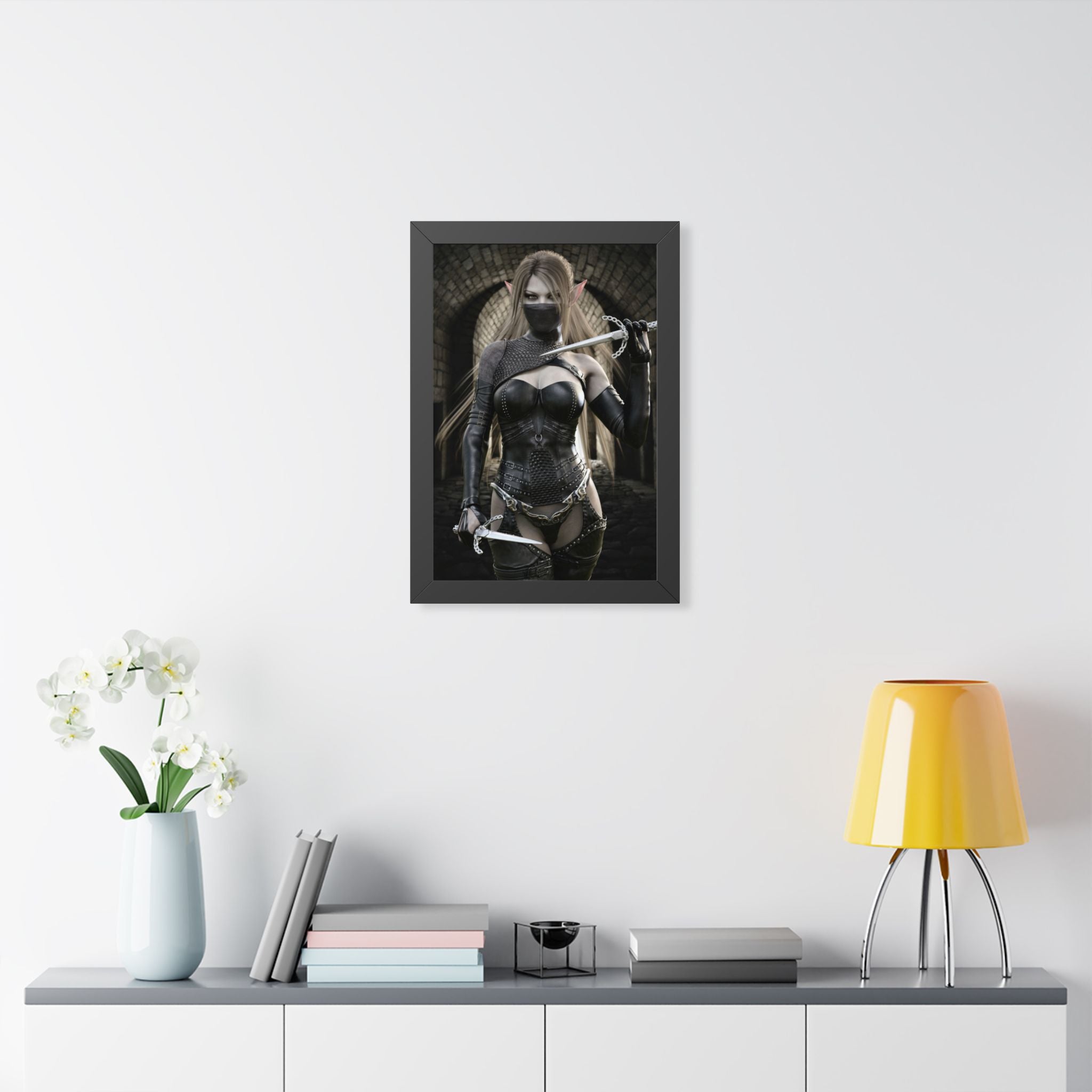 Dark Elf Assassin Framed Wall Art | Fantasy Rogue Art Print