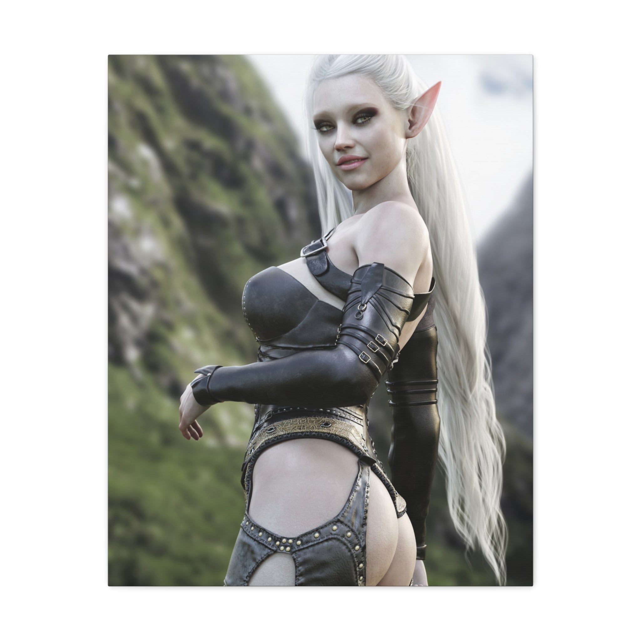 Fantasy Elf Warrior Canvas Print — Matte Stretched Wall Art- No AI - Human created illustration art