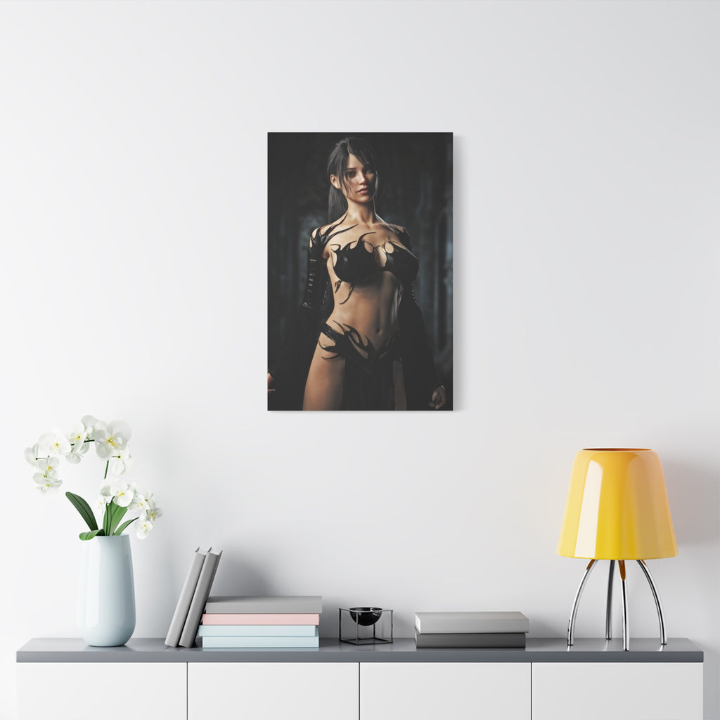 Fantasy Sorceress Woman Matte Canvas Print — Stretched 1.25"-No AI- Human created illustration art