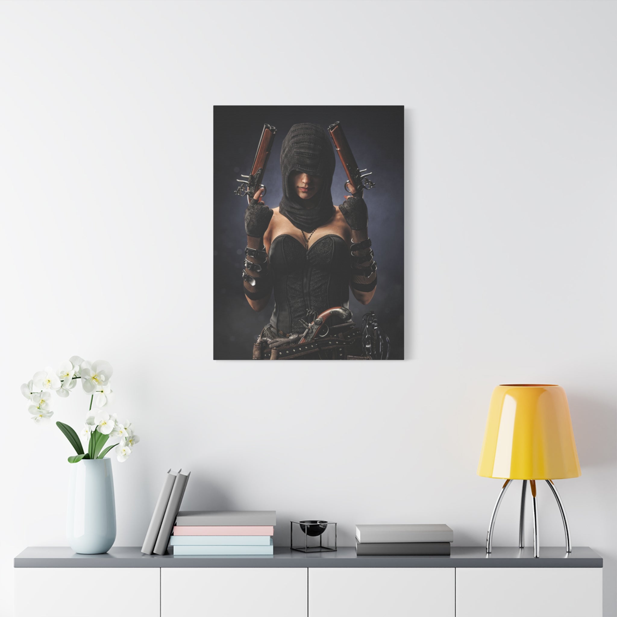 Pirate Assassin Matte Canvas Print — Hooded Female  Wall Art- No Ai- Human created illustration art
