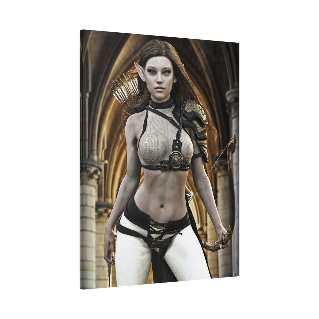 Fantasy Elven Archer Canvas Print – Warrior Elf Wall Art- No AI- Human created illustraion art