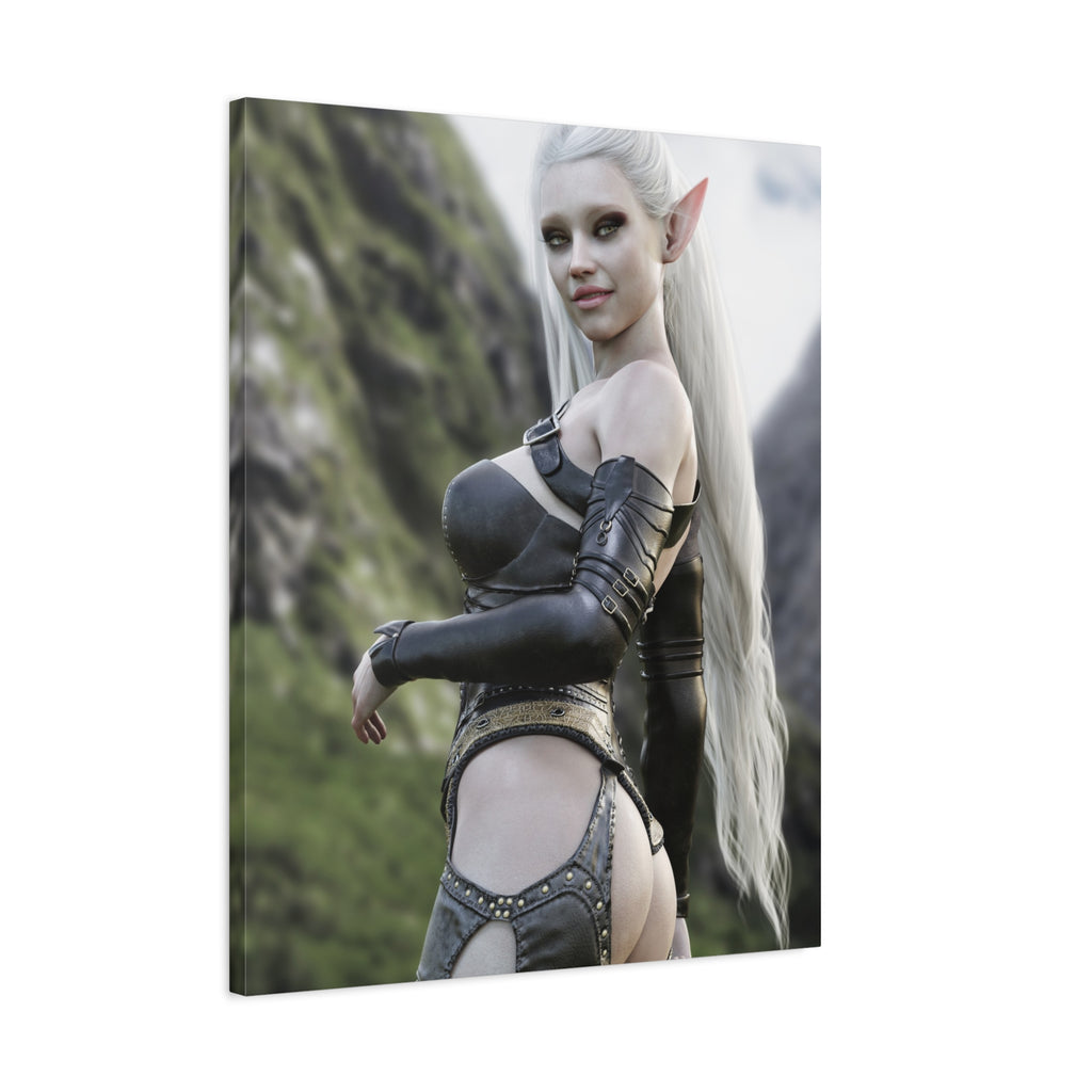 Fantasy Elf Warrior Canvas Print — Matte Stretched Wall Art- No AI - Human created illustration art