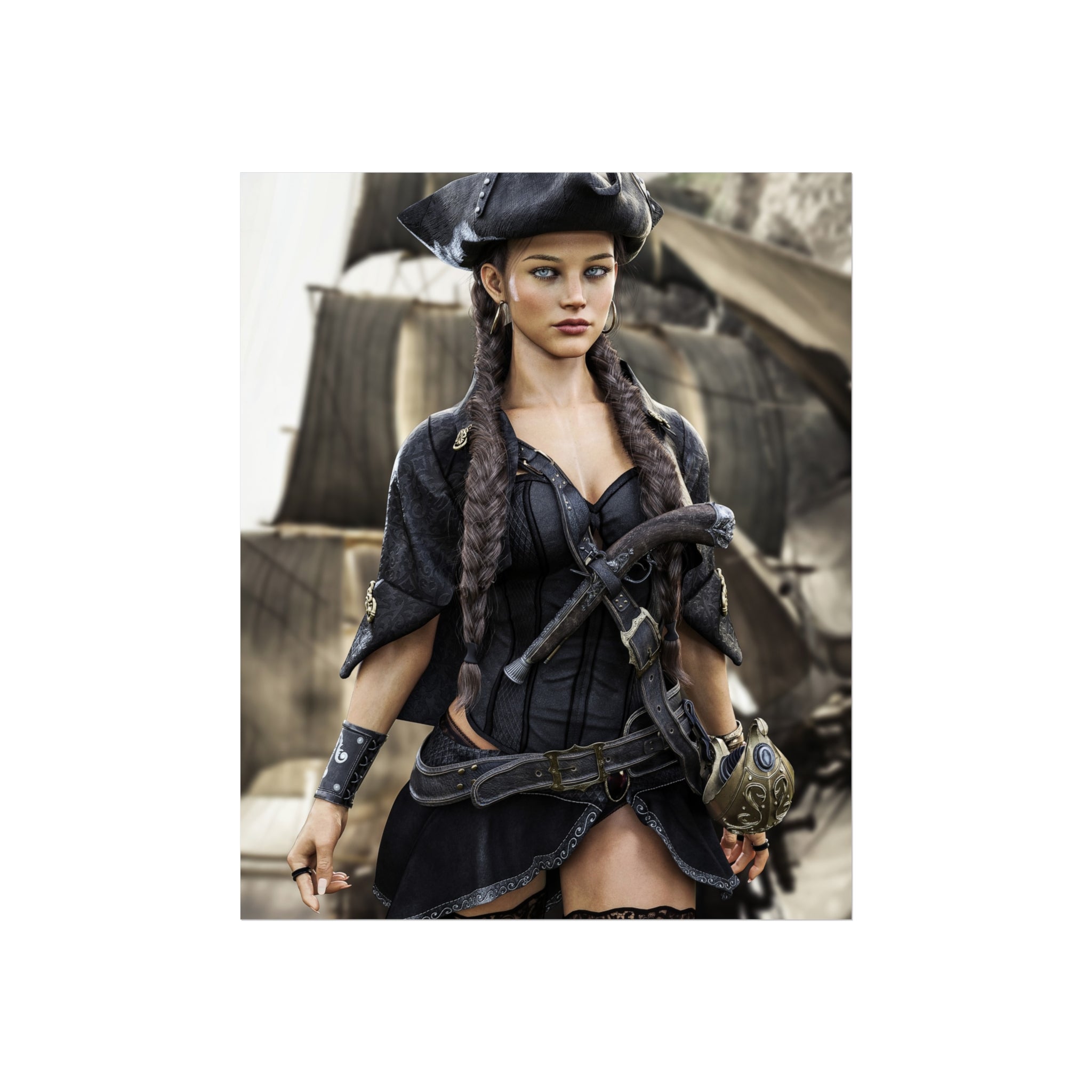 Pirate Captain Fine Art Poster – Gothic Nautical Wall Art - No AI - Human created illustration art