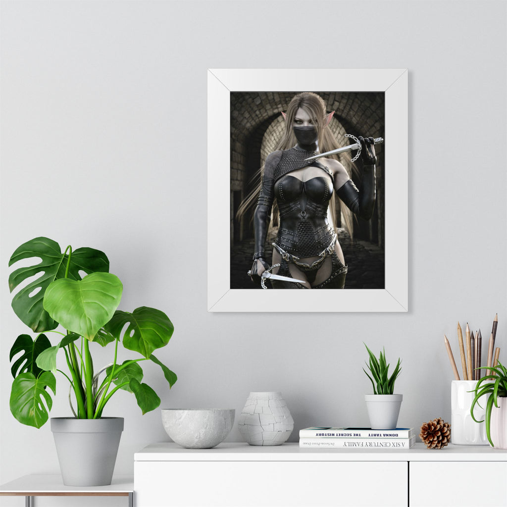 Dark Elf Assassin Framed Wall Art | Fantasy Rogue Art Print