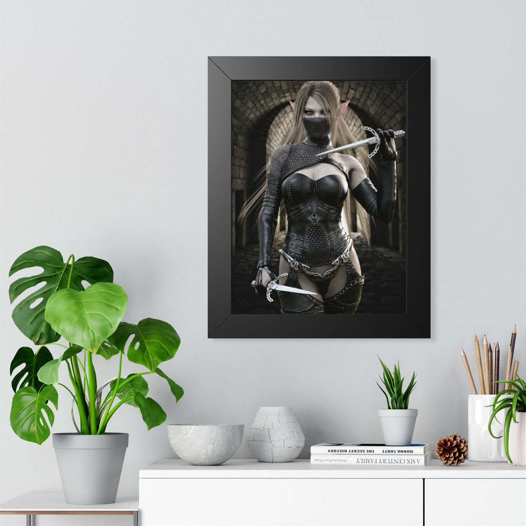 Dark Elf Assassin Framed Wall Art | Fantasy Rogue Art Print