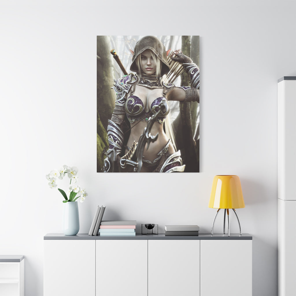 Fantasy Archer Warrior Canvas Print — Matte Stretched Wall Art- No AI- Human created illustration art