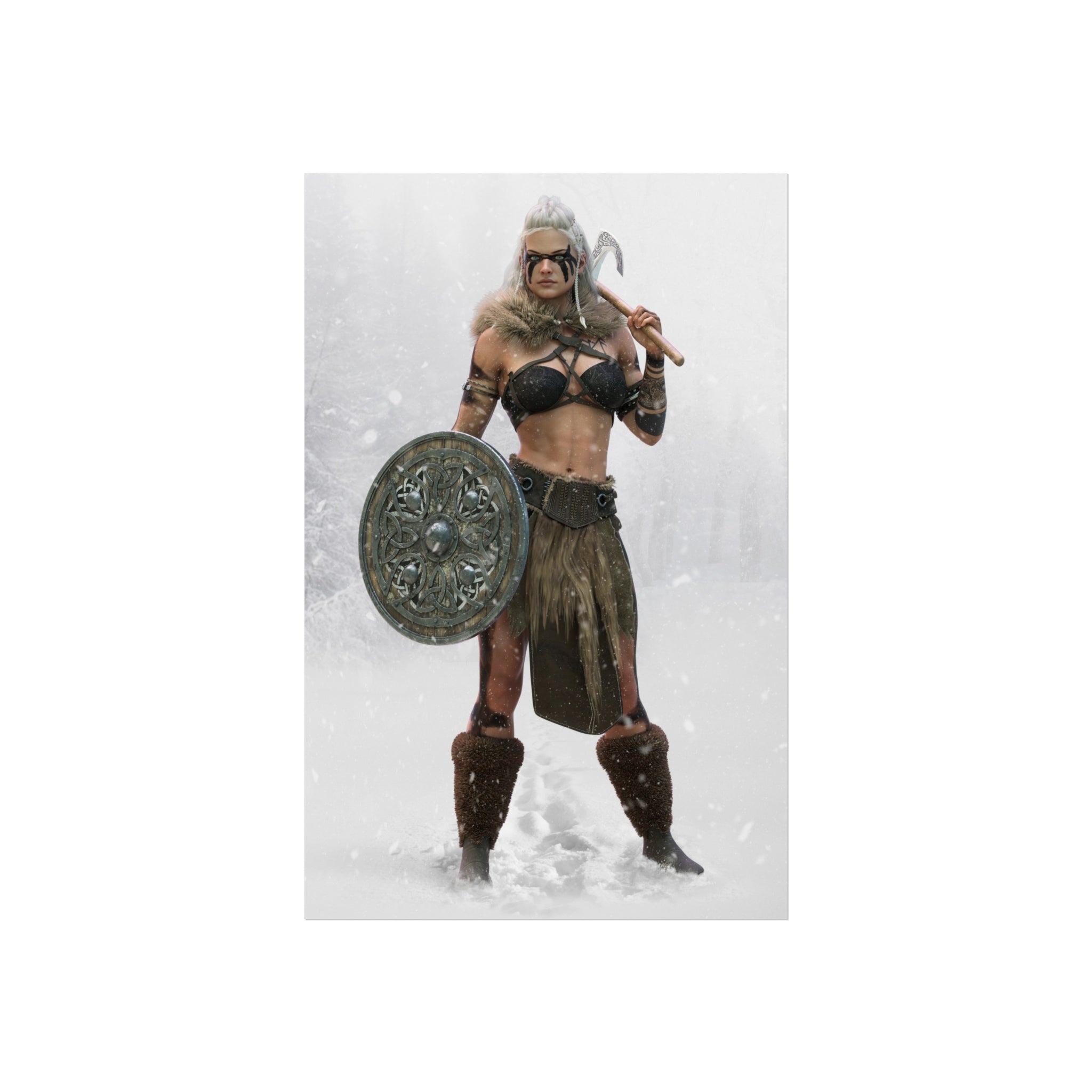 Viking Shieldmaiden Fine Art Poster — Nordic Warrior Wall Art- No Ai - Human created illustration art