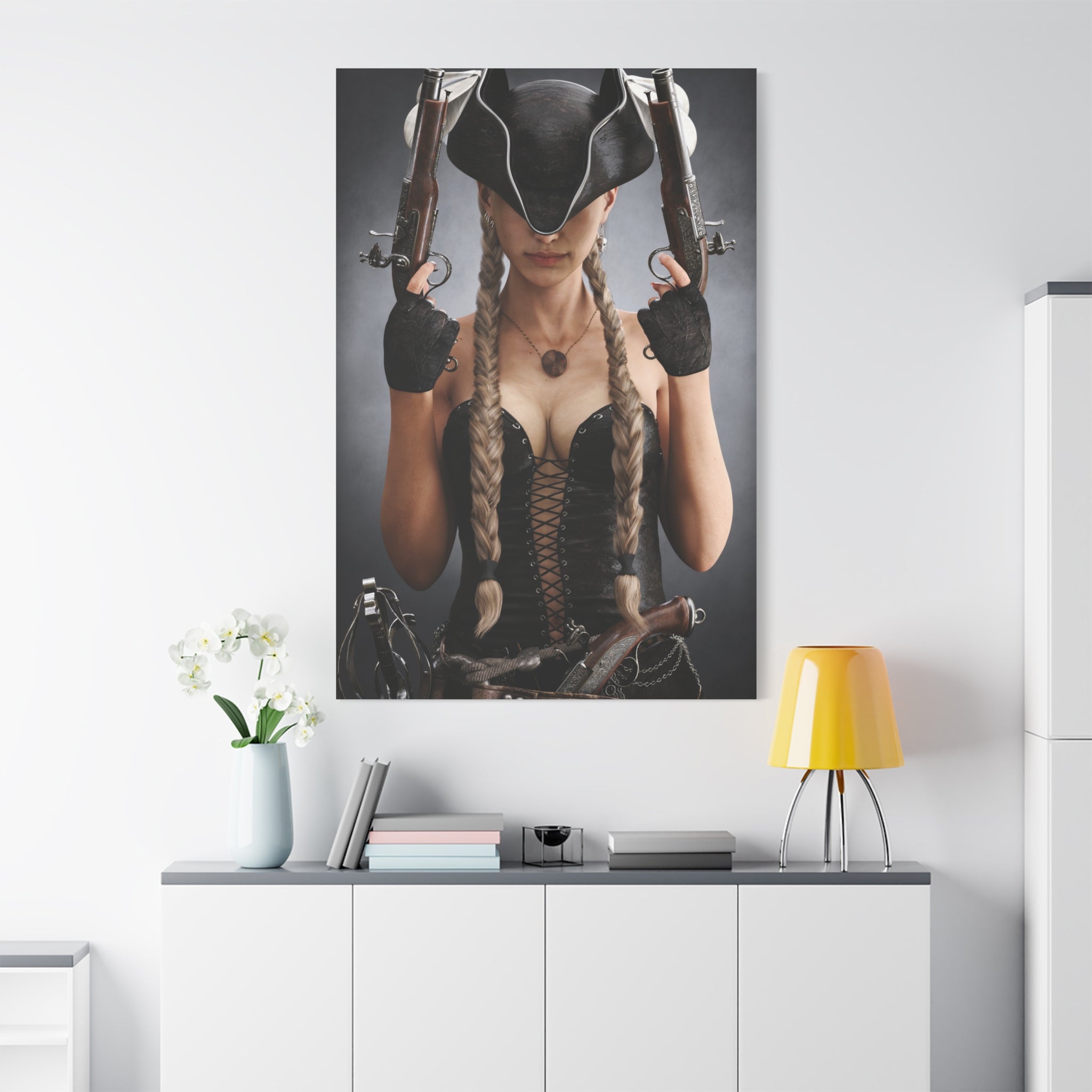 Female Pirate Portrait Canvas Wall Art | Original Pirate Fantasy Artwork