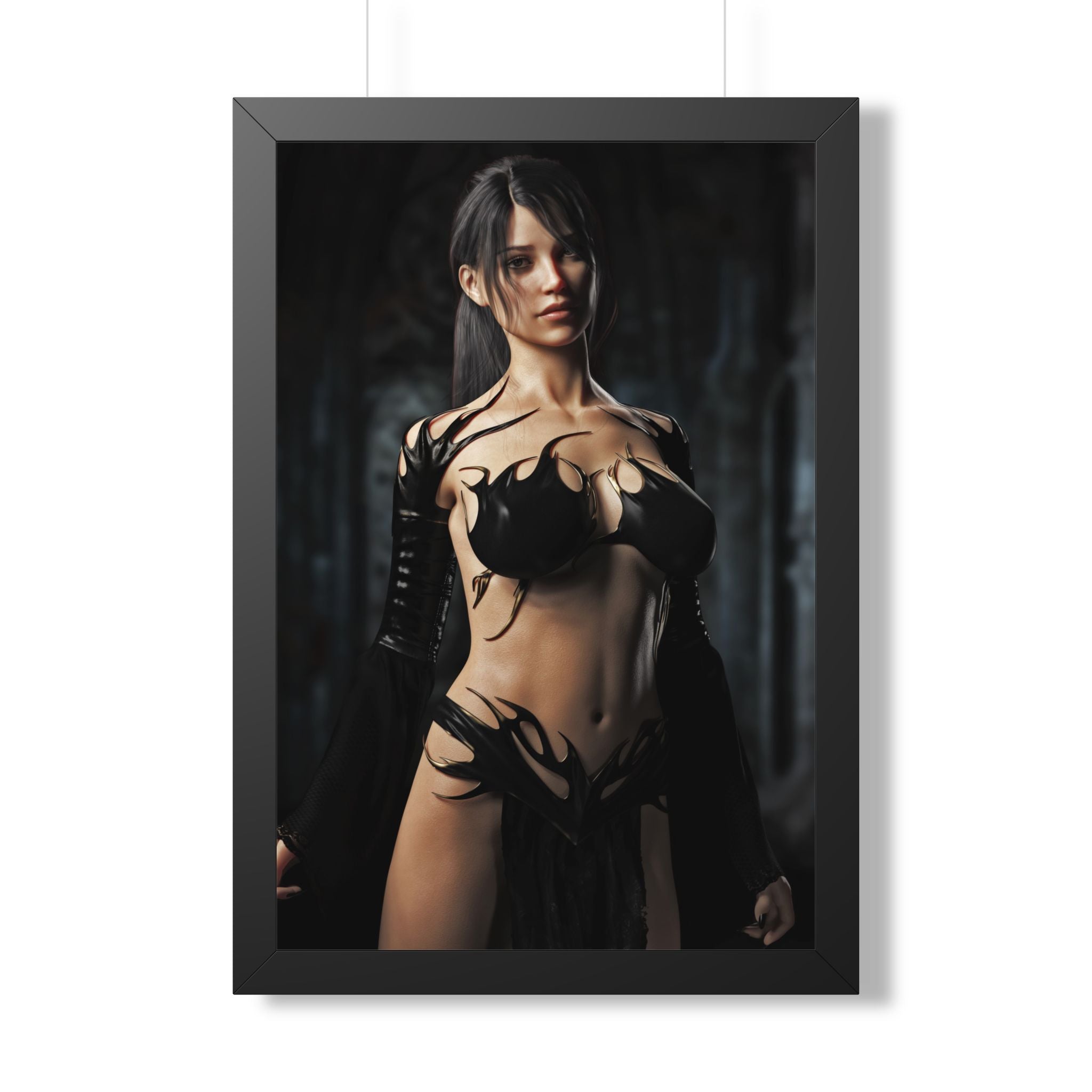 Framed Poster — Dark Fantasy Sorceress Woman Art Print- No AI- Human created illustration art