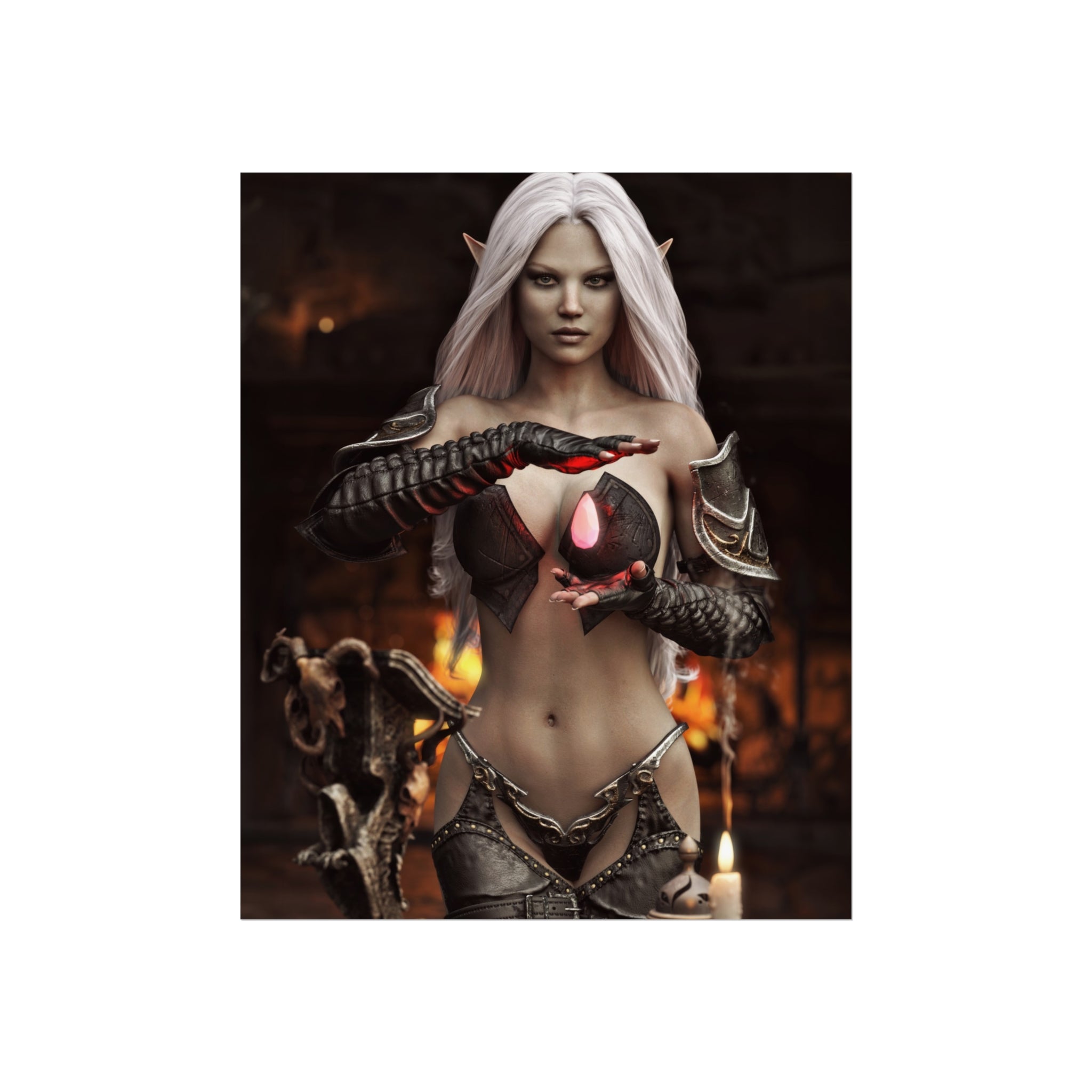 Fantasy Sorceress Art Poster — Dark Magic Goddess Wall Print - No AI - Human generated illuistration art