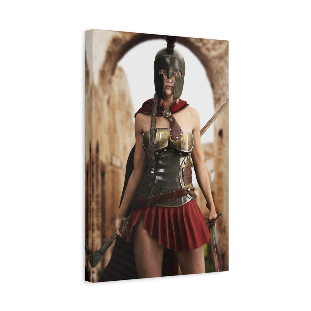 Spartan Female Warrior Canvas Wall Art
