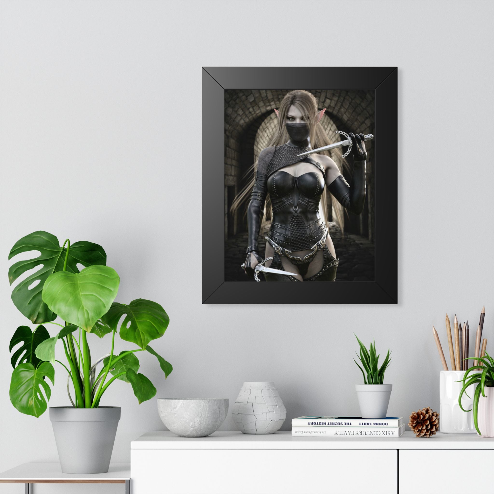 Dark Elf Assassin Framed Wall Art | Fantasy Rogue Art Print