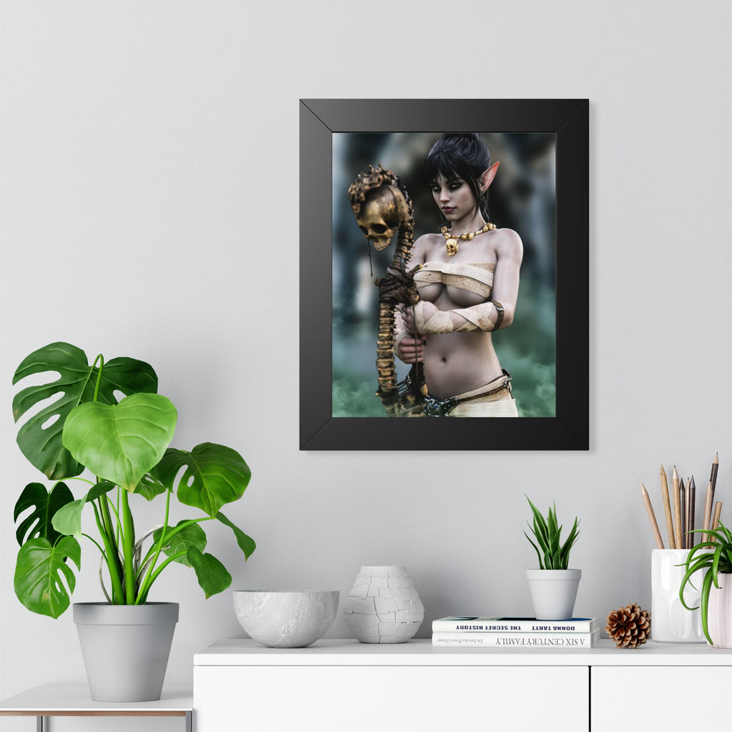Dark Elf Necromancer Wall Art – Hand-Crafted Fantasy Illustration