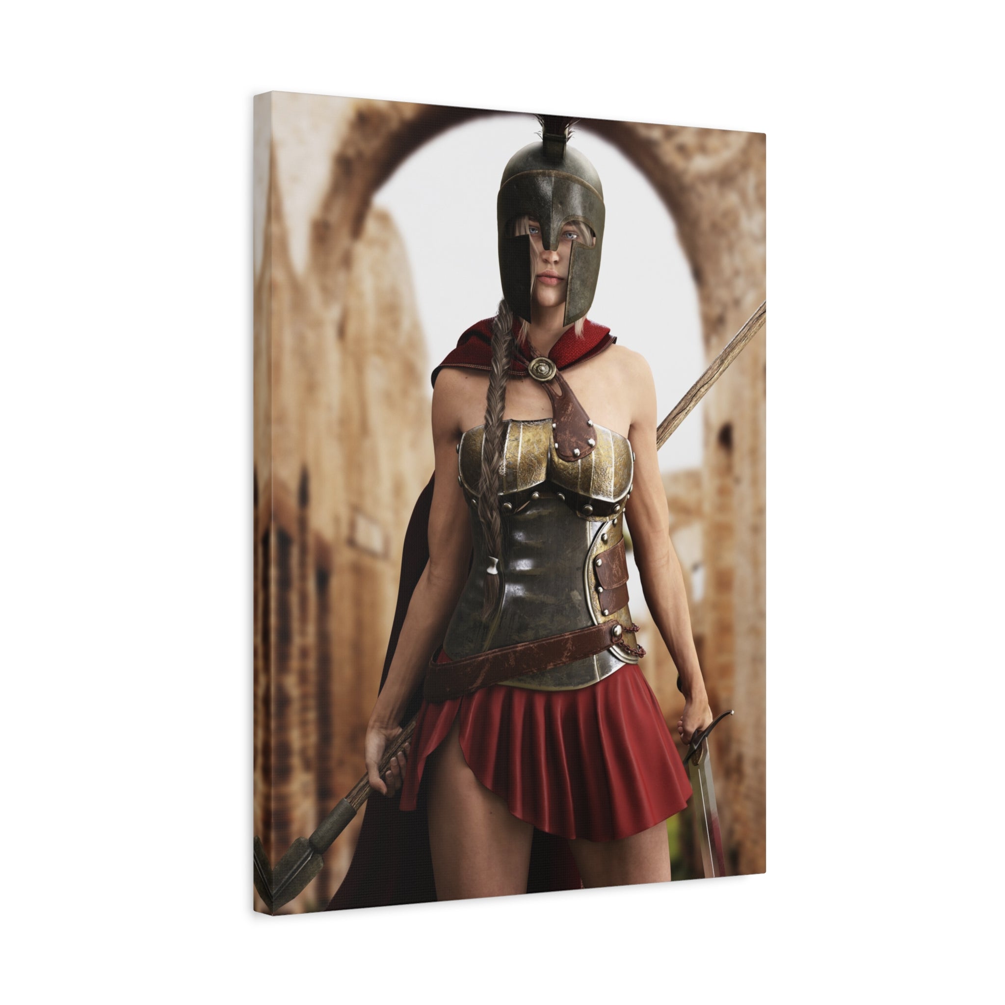 Spartan Female Warrior Canvas Wall Art