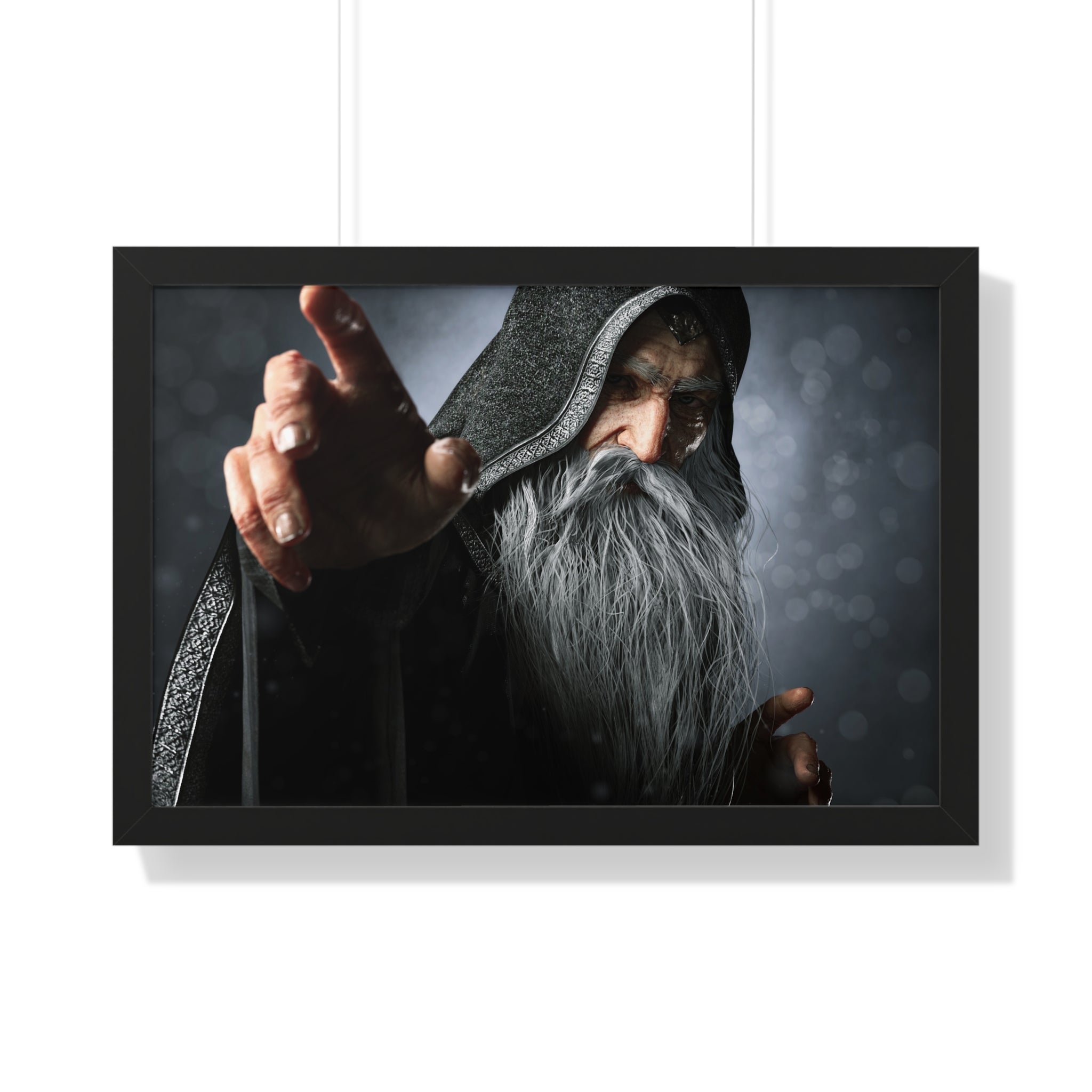Framed Poster — Mystical Hooded Wizard Art Print - No AI - Human created illustration art