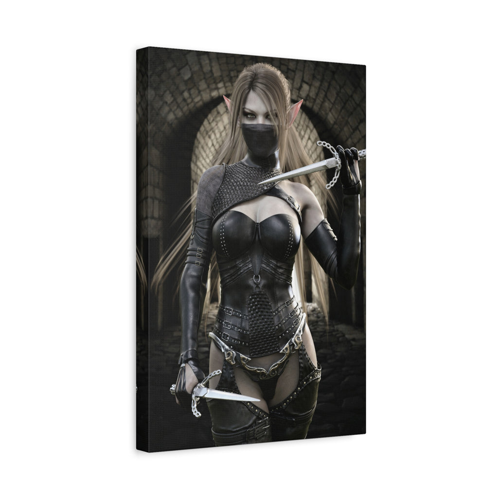Dark Elf Assassin Canvas Wall Art | Fantasy Rogue Elf Artwork