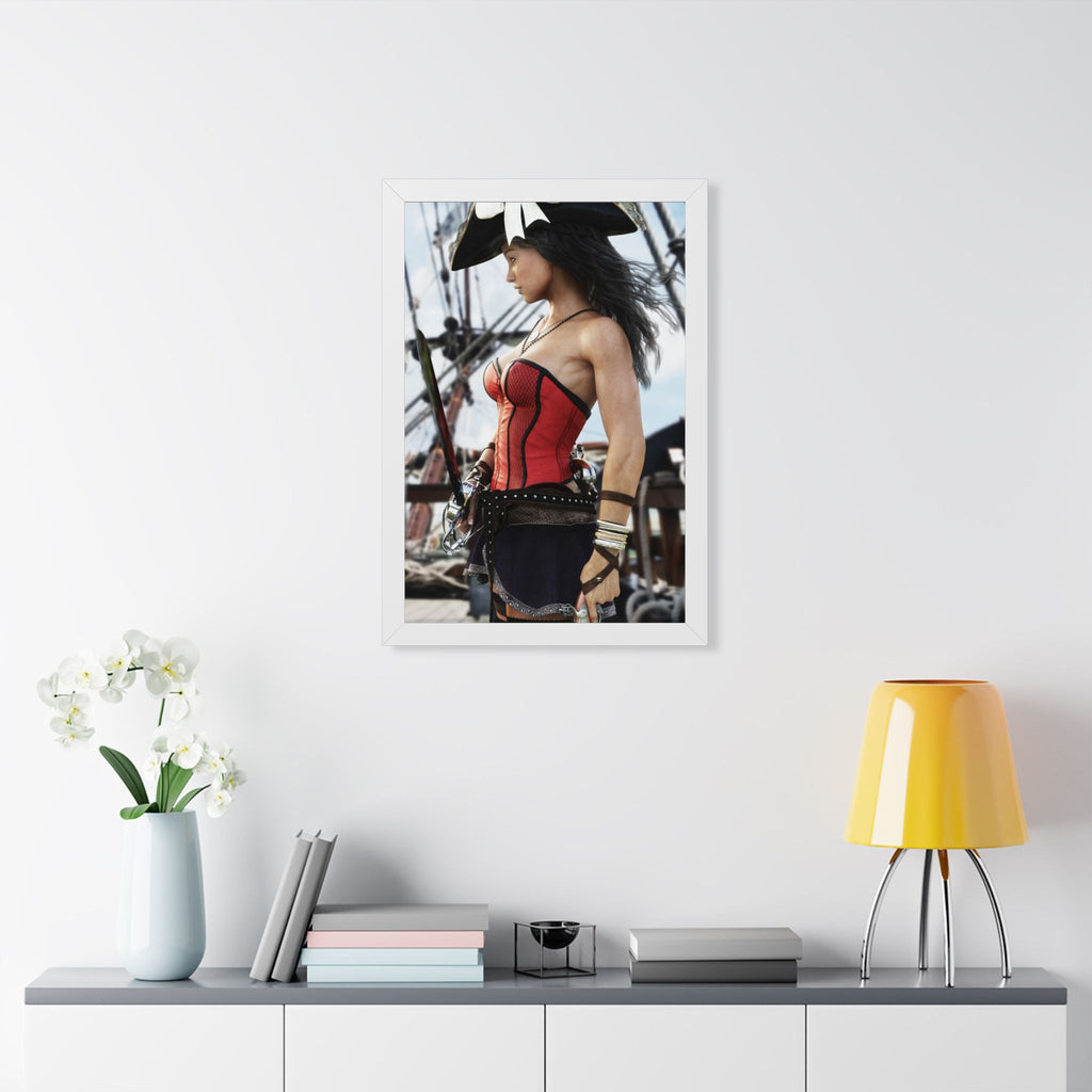 Female Pirate Framed Wall Art | Handcrafted Fantasy Pirate Print