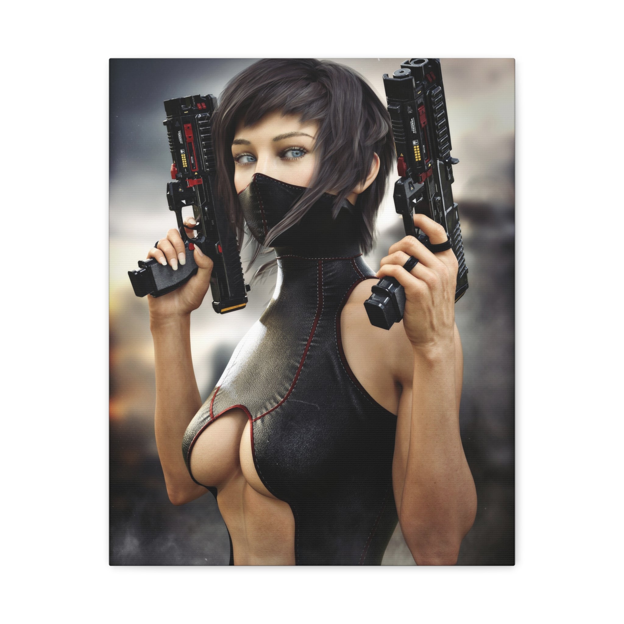 Futuristic Assassin Matte Canvas Wall Art - No Ai- Human created illustration art