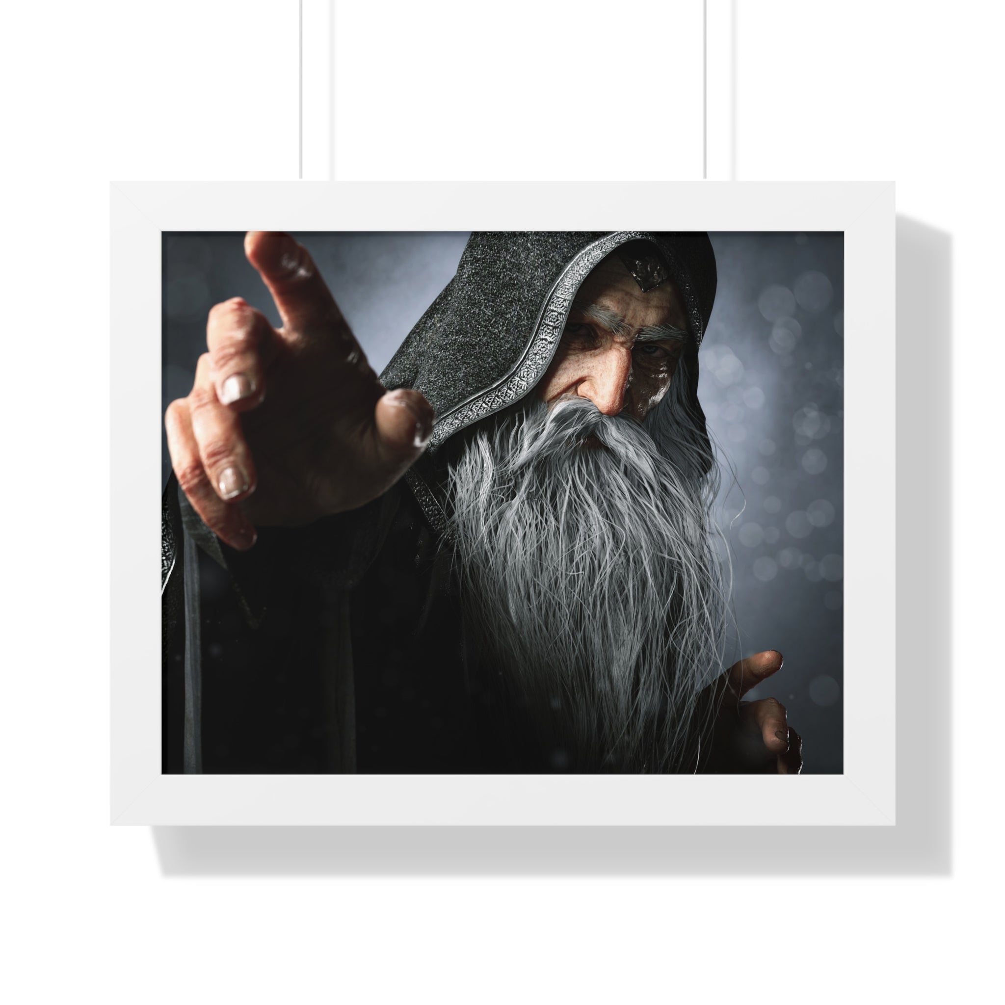 Framed Poster — Mystical Hooded Wizard Art Print - No AI - Human created illustration art