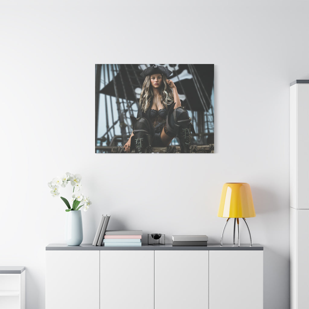 Pirate Queen Canva Wall Art – Hand-Crafted Fantasy Pirate Illustration