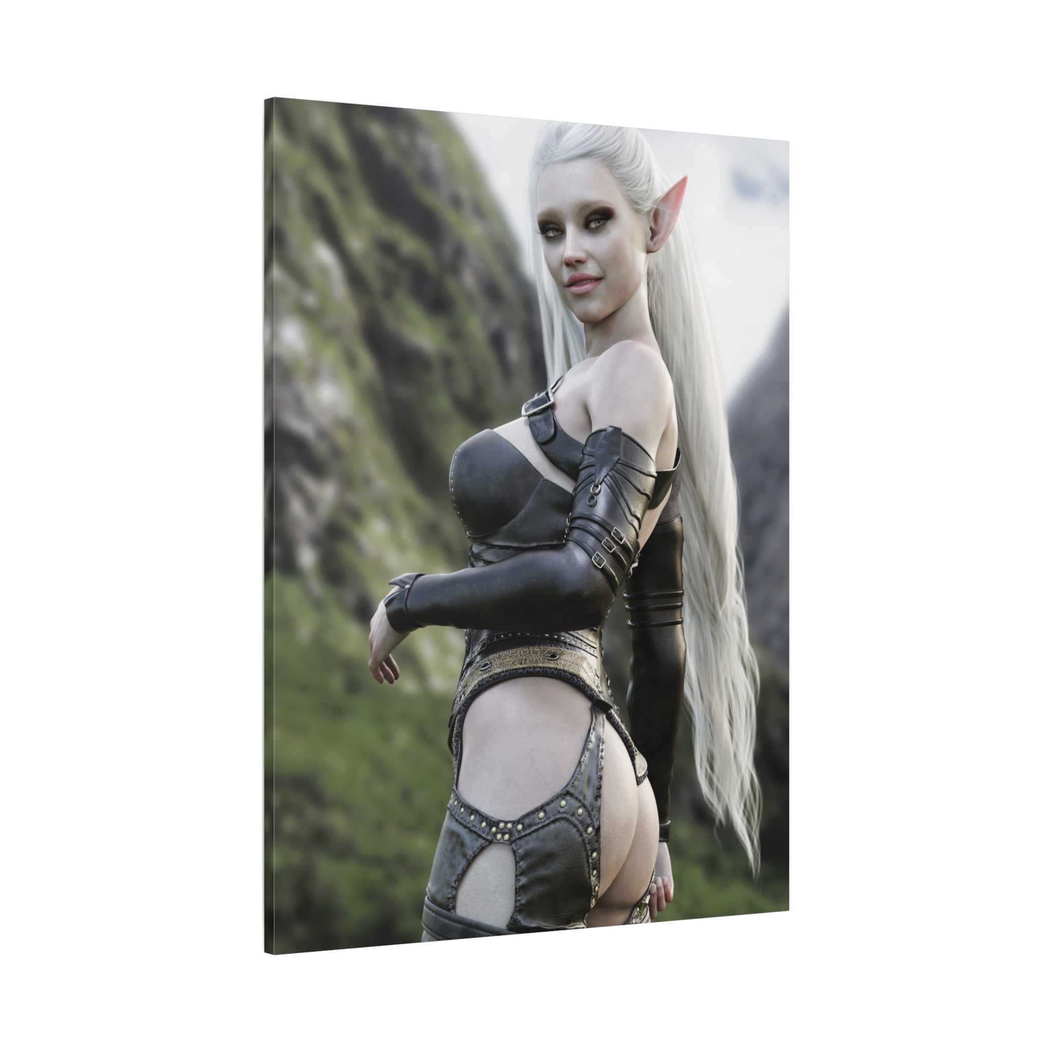 Fantasy Elf Warrior Canvas Print — Matte Stretched Wall Art- No AI - Human created illustration art