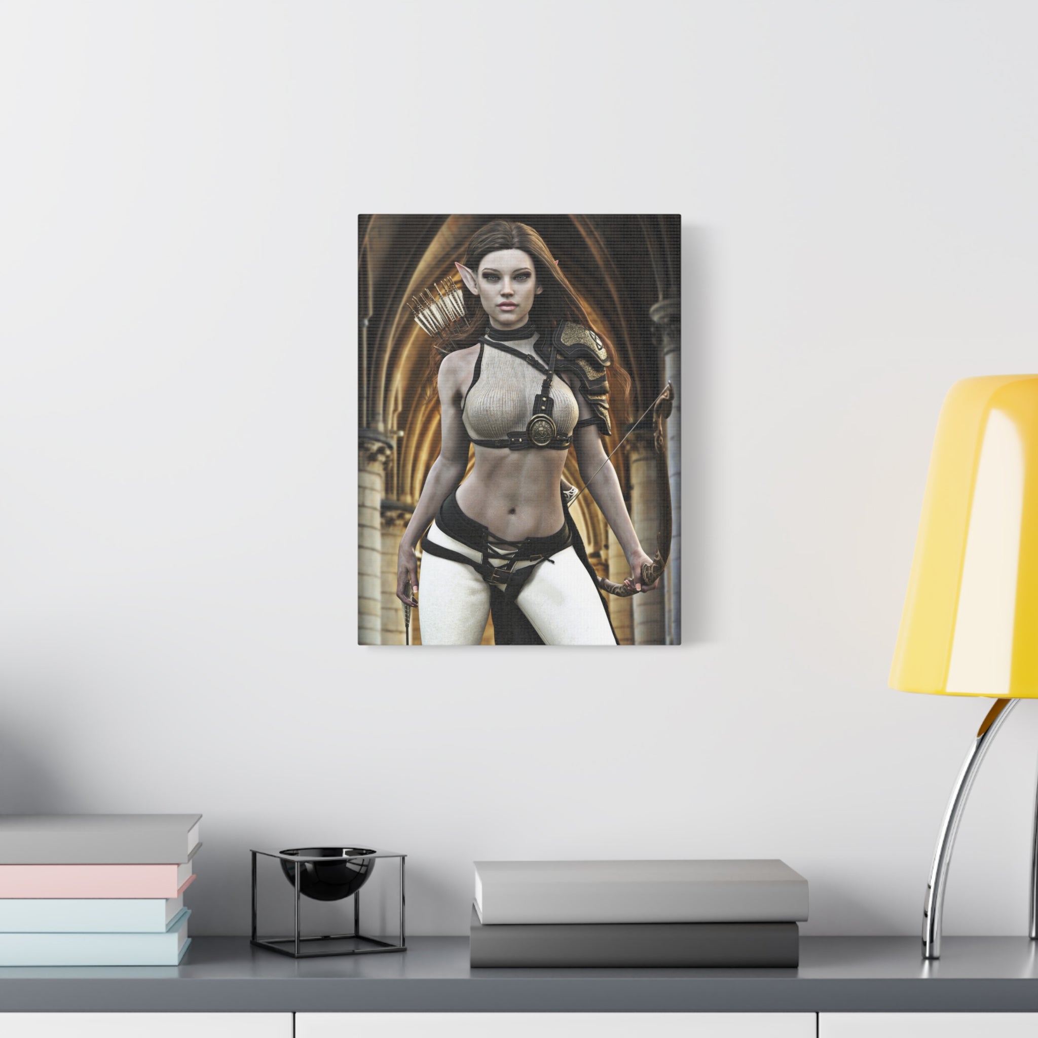 Fantasy Elven Archer Canvas Print – Warrior Elf Wall Art- No AI- Human created illustraion art