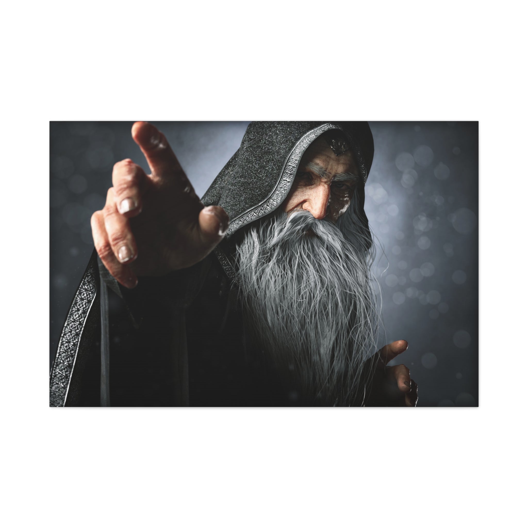 Mystic Wizard Portrait Canvas — Stretched Matte Wall Art - No AI - Human created illustration art