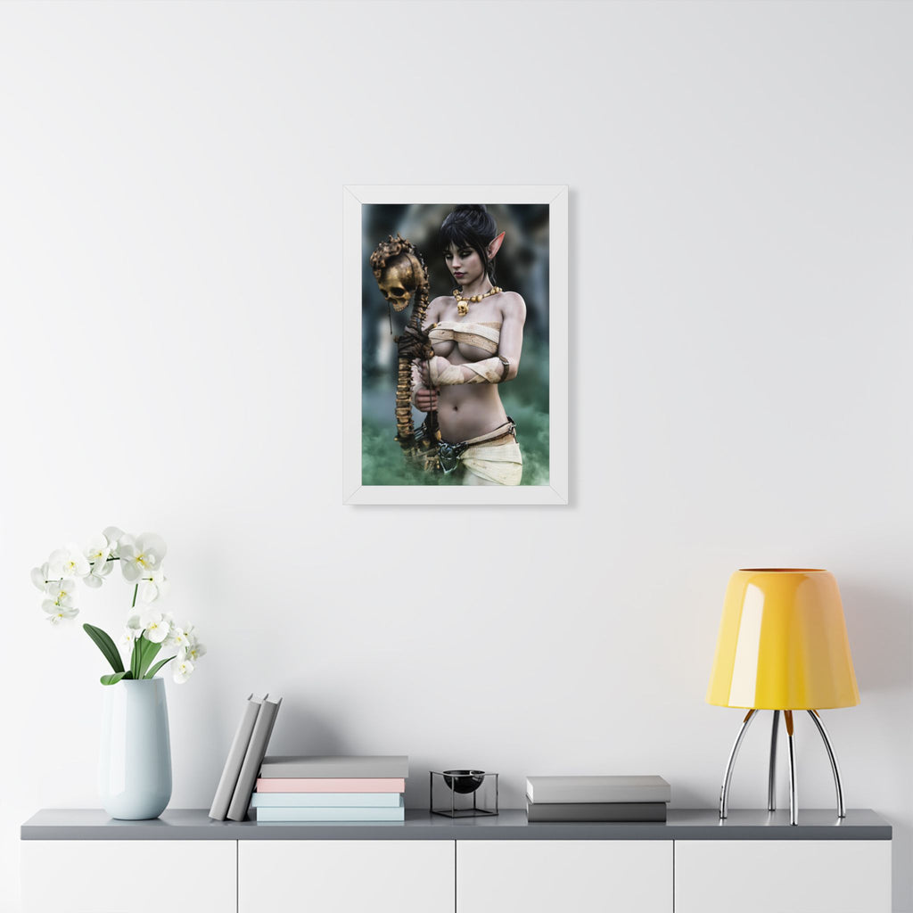 Dark Elf Necromancer Wall Art – Hand-Crafted Fantasy Illustration