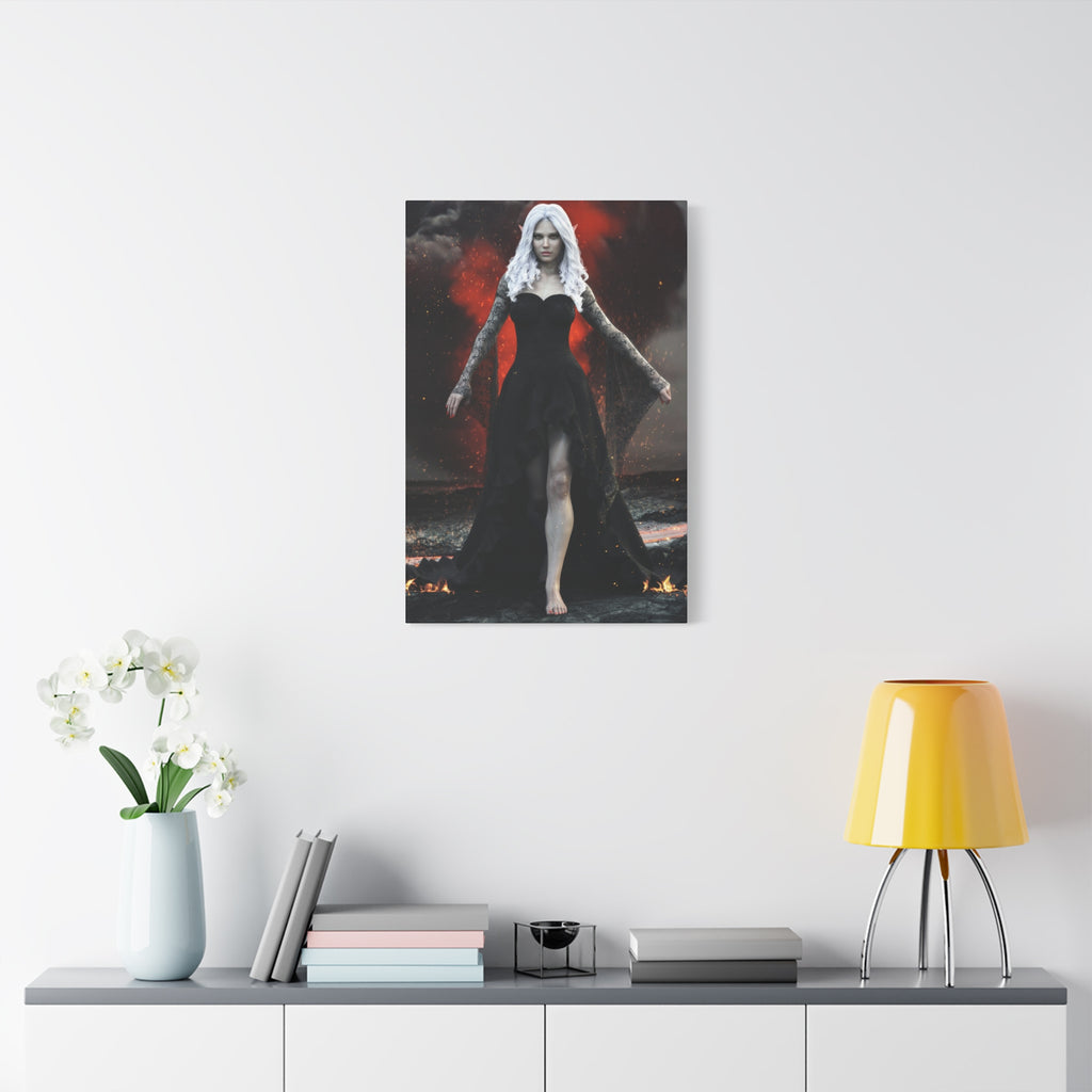 Dark Sorceress Canvas Print – Gothic Fantasy Wall Art- No AI- Human created illustration art