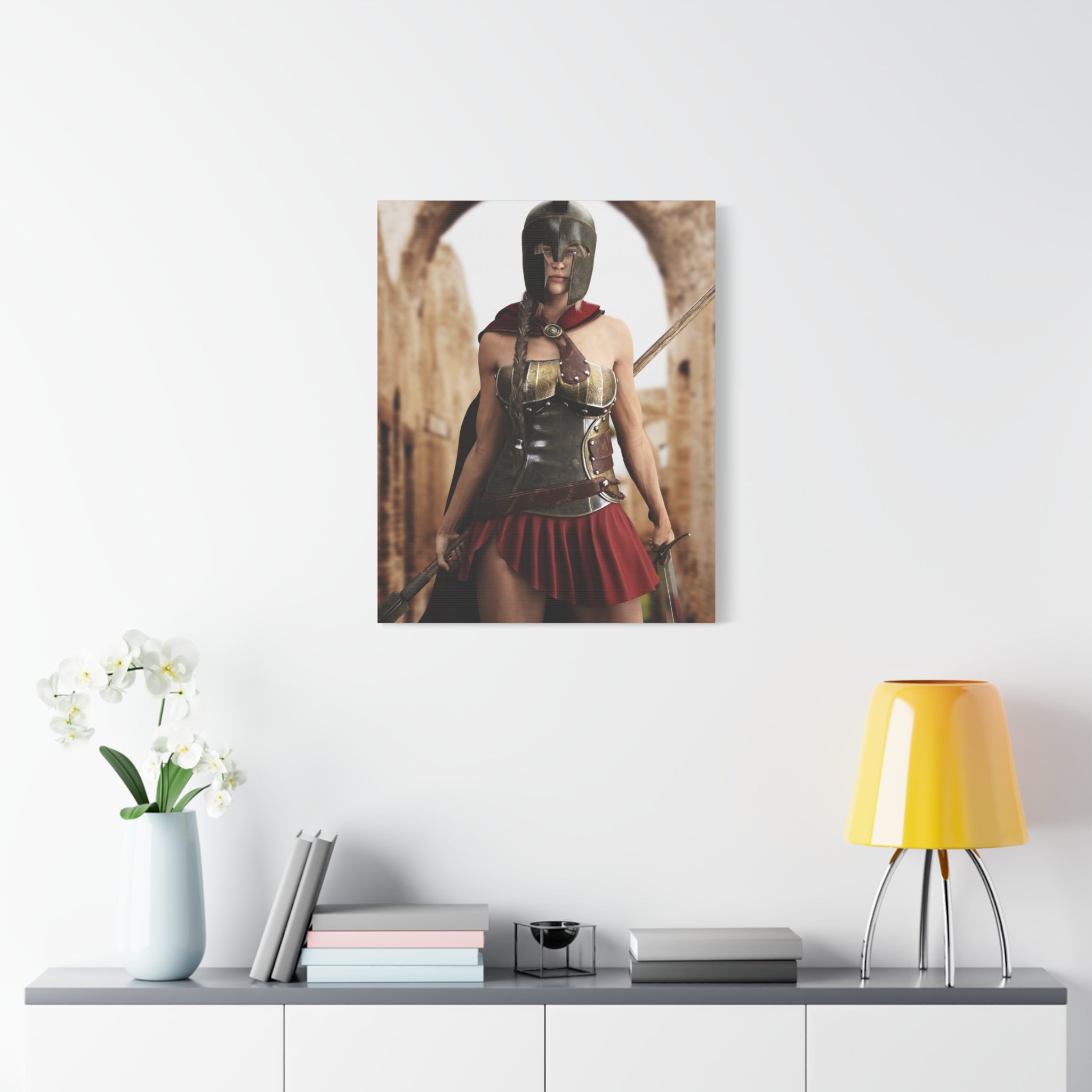 Spartan Female Warrior Canvas Wall Art