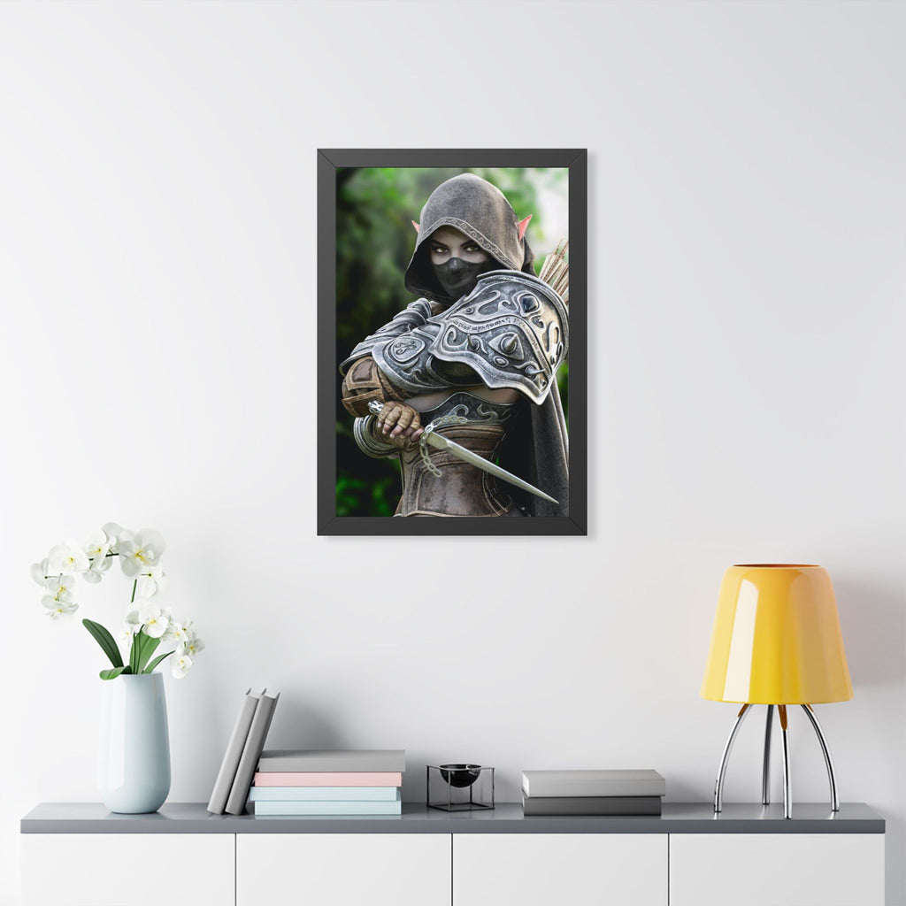 Framed Poster — Fantasy Dark Elf Archer Drow Wall Art
