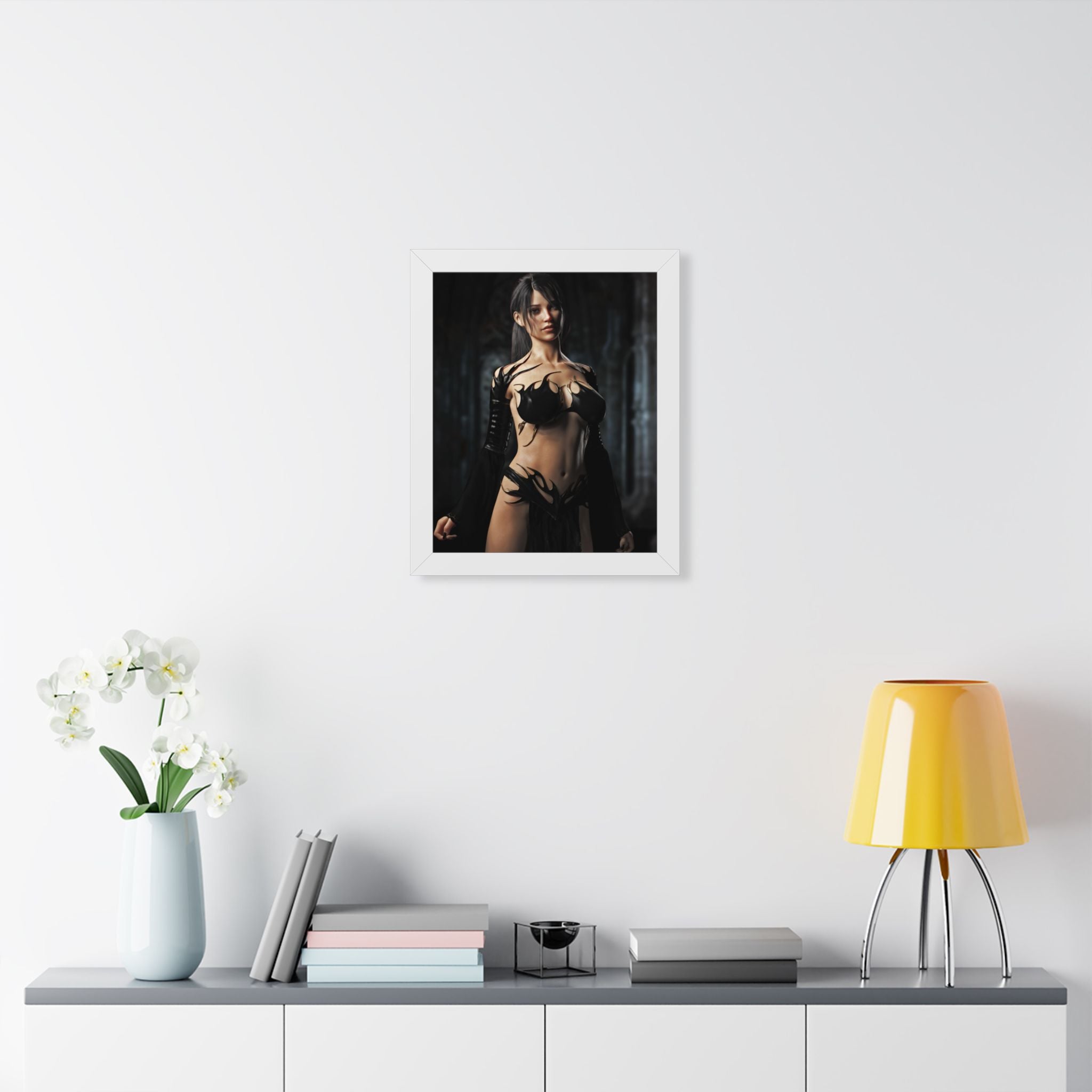 Framed Poster — Dark Fantasy Sorceress Woman Art Print- No AI- Human created illustration art