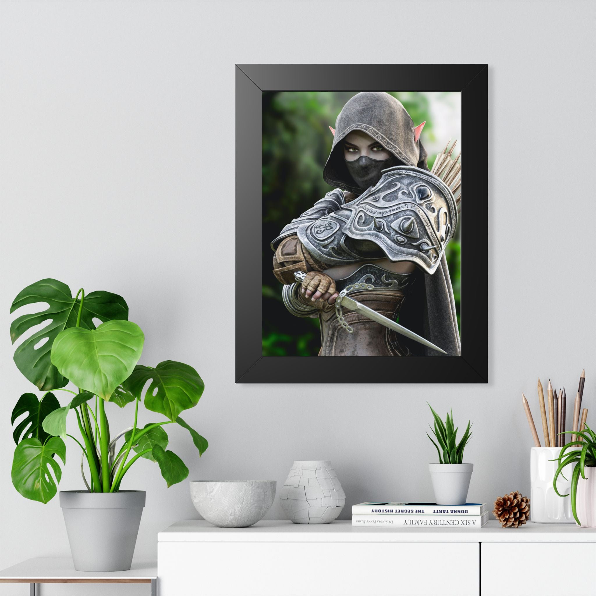 Framed Poster — Fantasy Dark Elf Archer Drow Wall Art