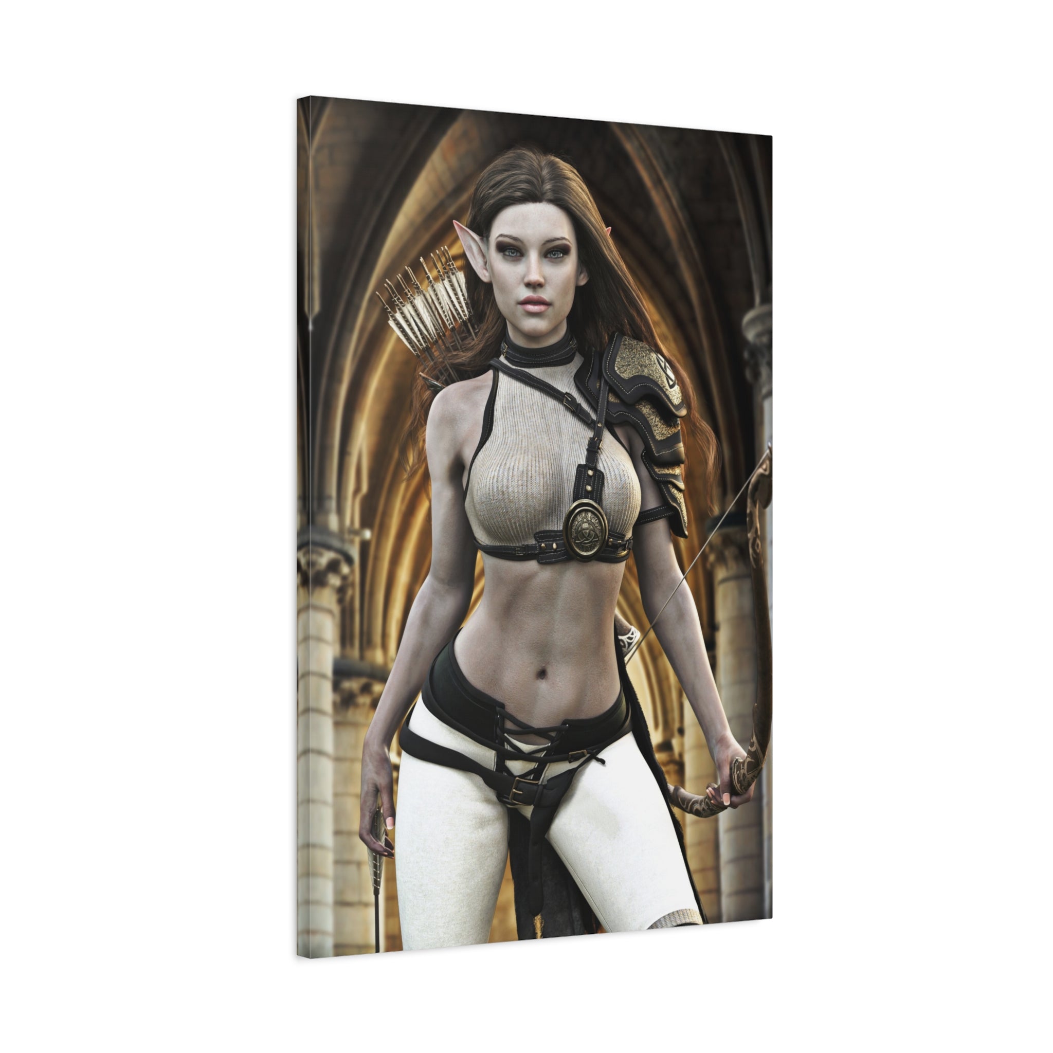 Fantasy Elven Archer Canvas Print – Warrior Elf Wall Art- No AI- Human created illustraion art