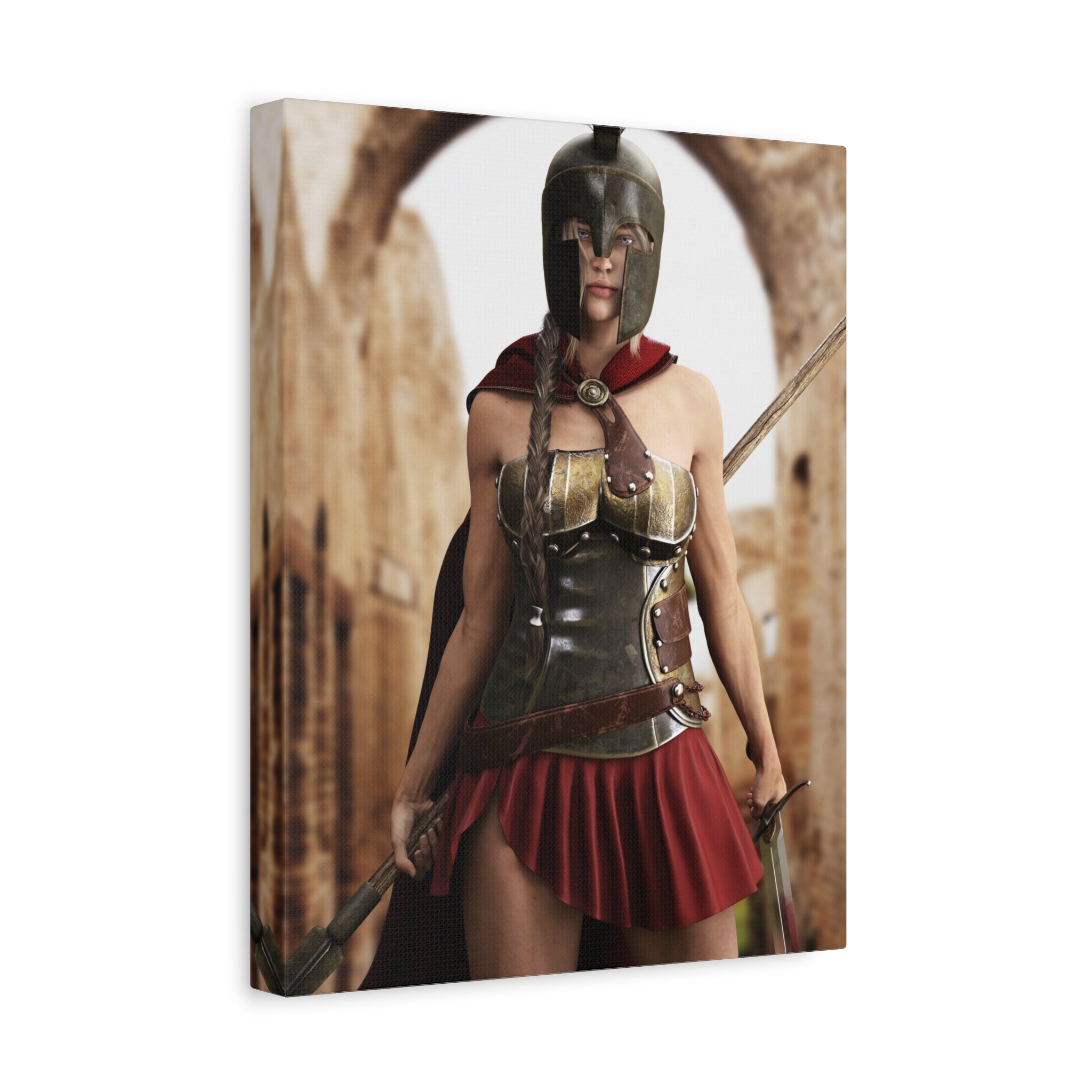 Spartan Female Warrior Canvas Wall Art