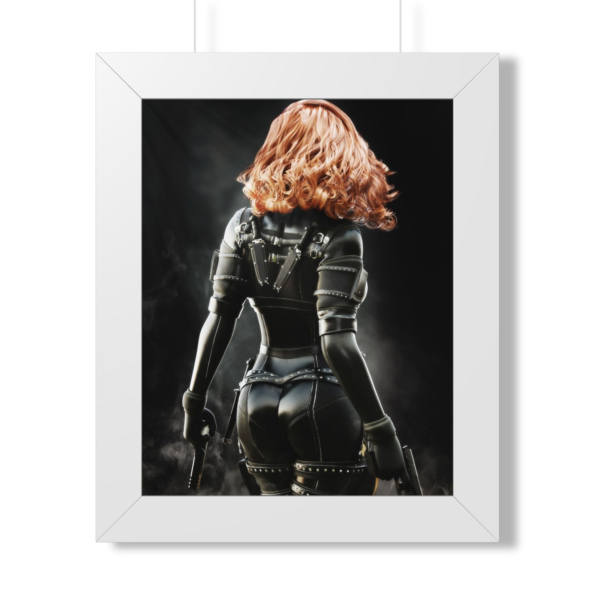 Black Widow-Inspired Framed Poster — Female Superhero Art Print (Vertical) - No AI- human created illustration art