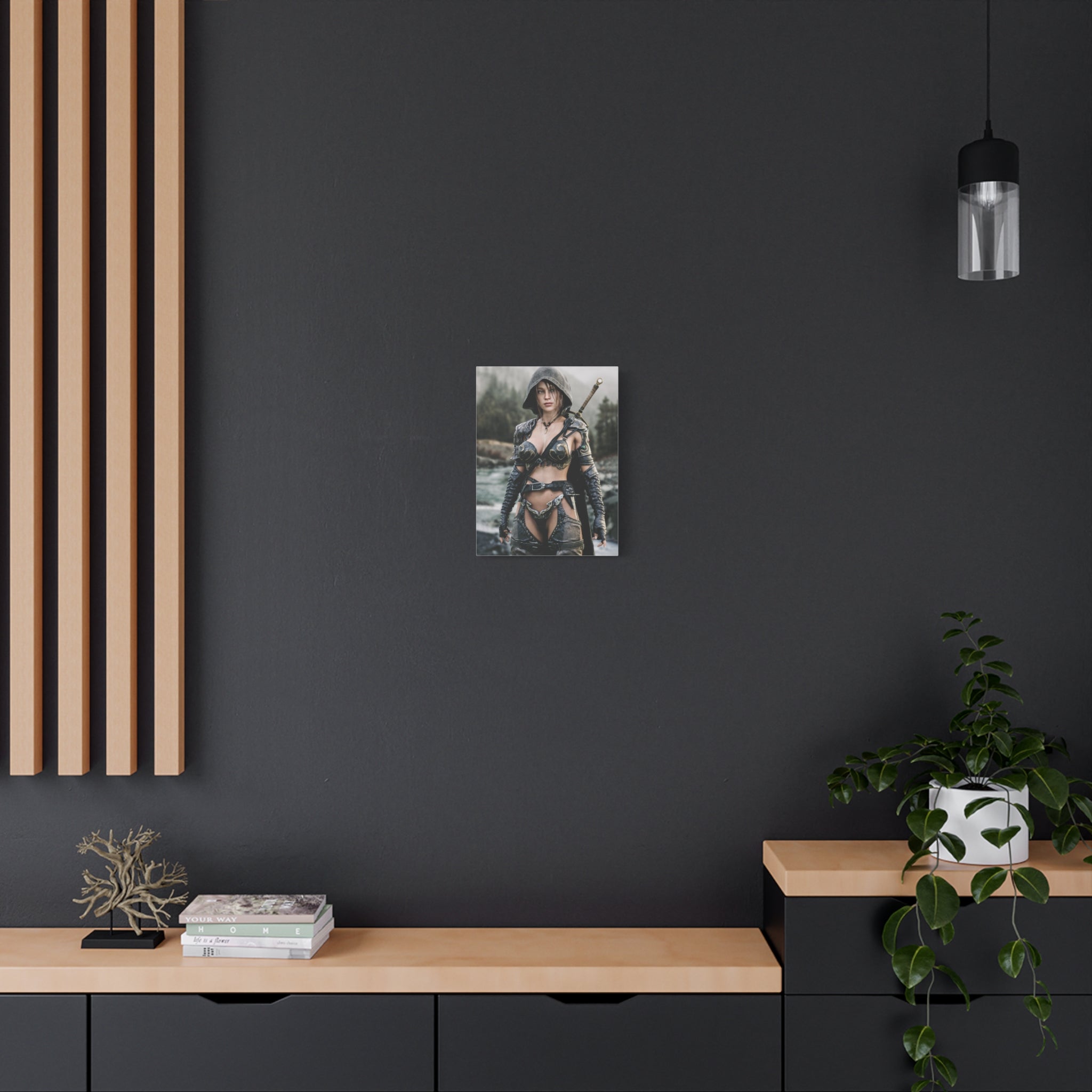 Female Warrior Ranger Fantasy Canvas Print - Matte Stretched Wall Art - No AI - Human created illustration art