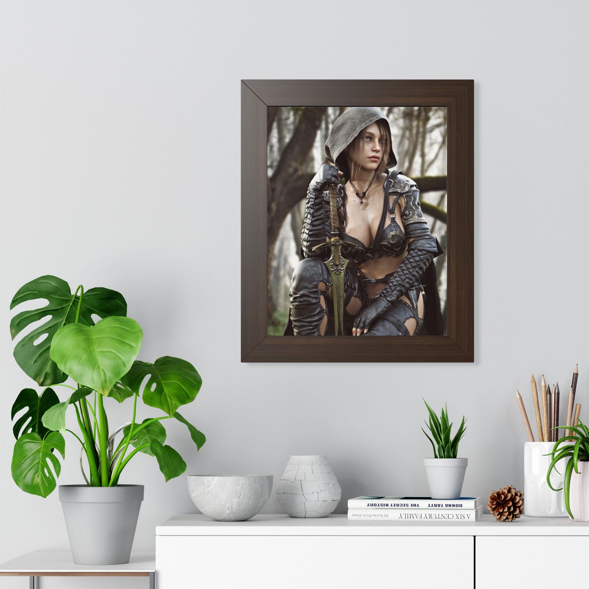 Female Ranger Framed Wall Art | Handcrafted Fantasy Framed Art Print