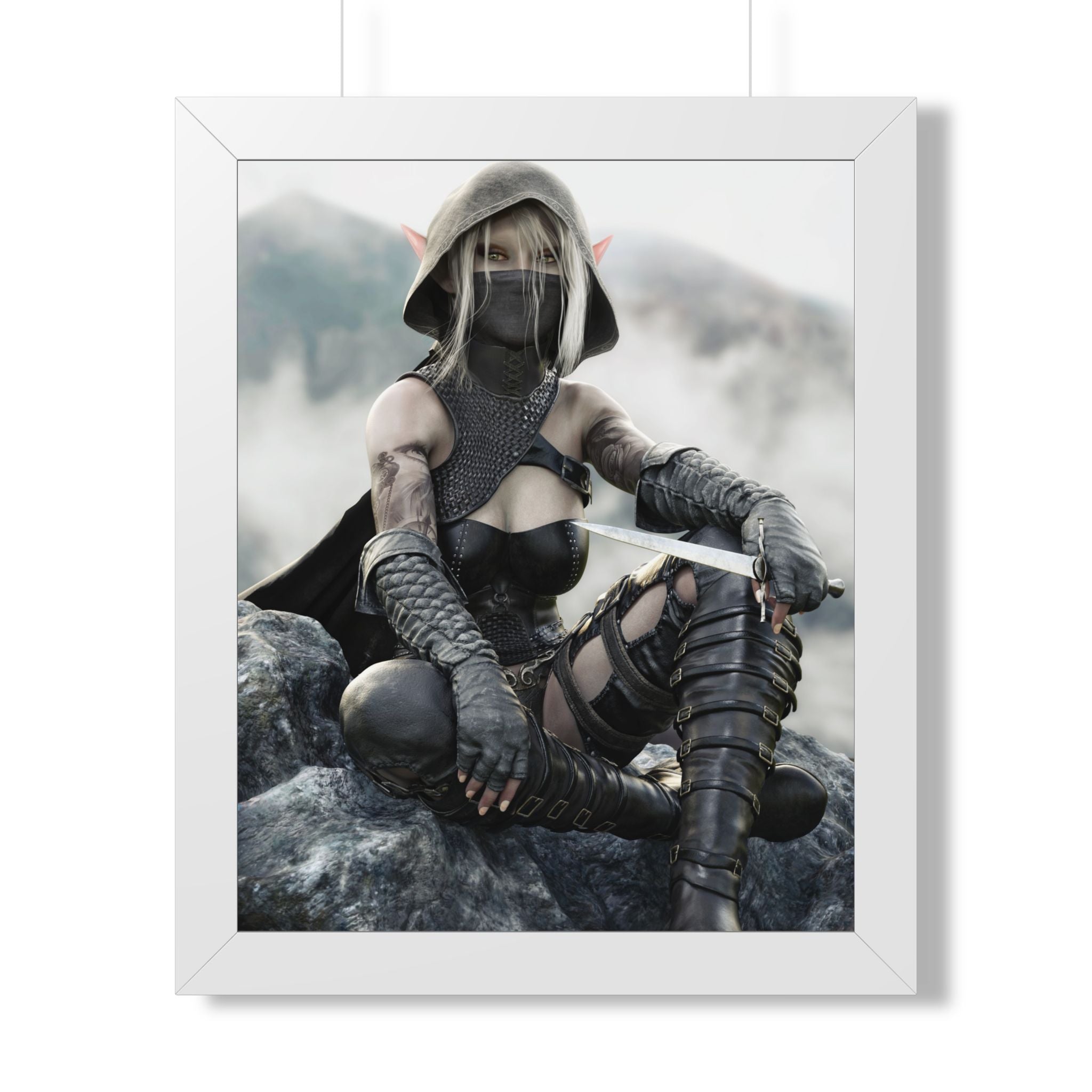 Framed Poster — Fantasy Rogue Assassin Art Print- No AI - Human created illustration art