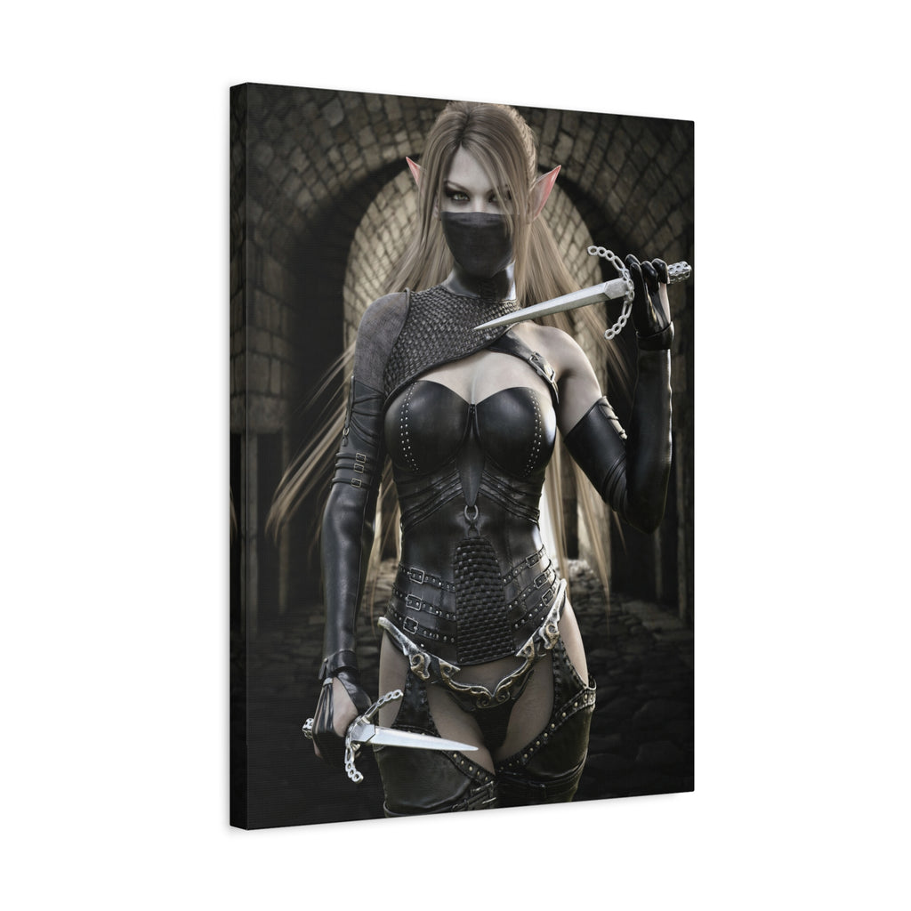 Dark Elf Assassin Canvas Wall Art | Fantasy Rogue Elf Artwork