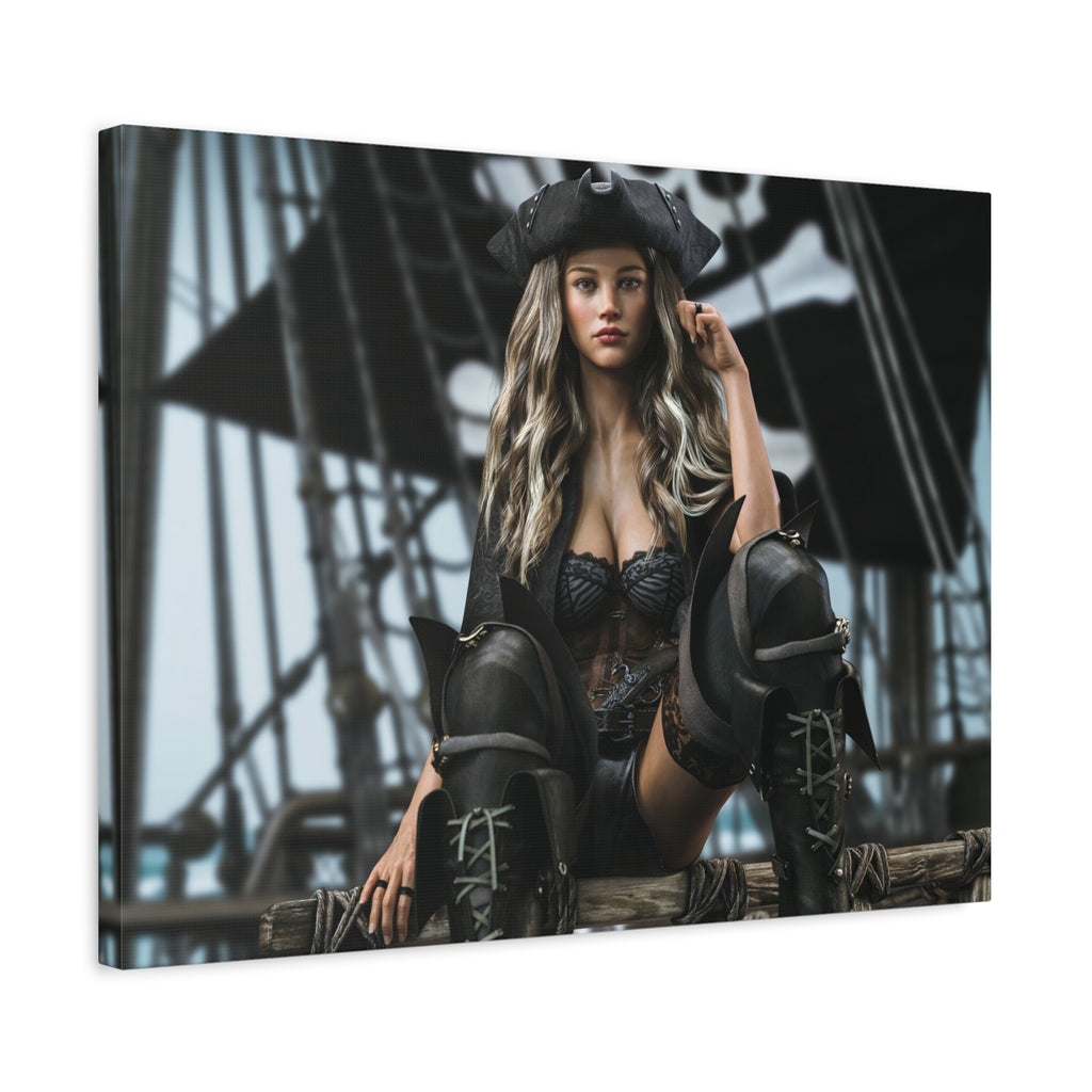 Pirate Queen Canva Wall Art – Hand-Crafted Fantasy Pirate Illustration