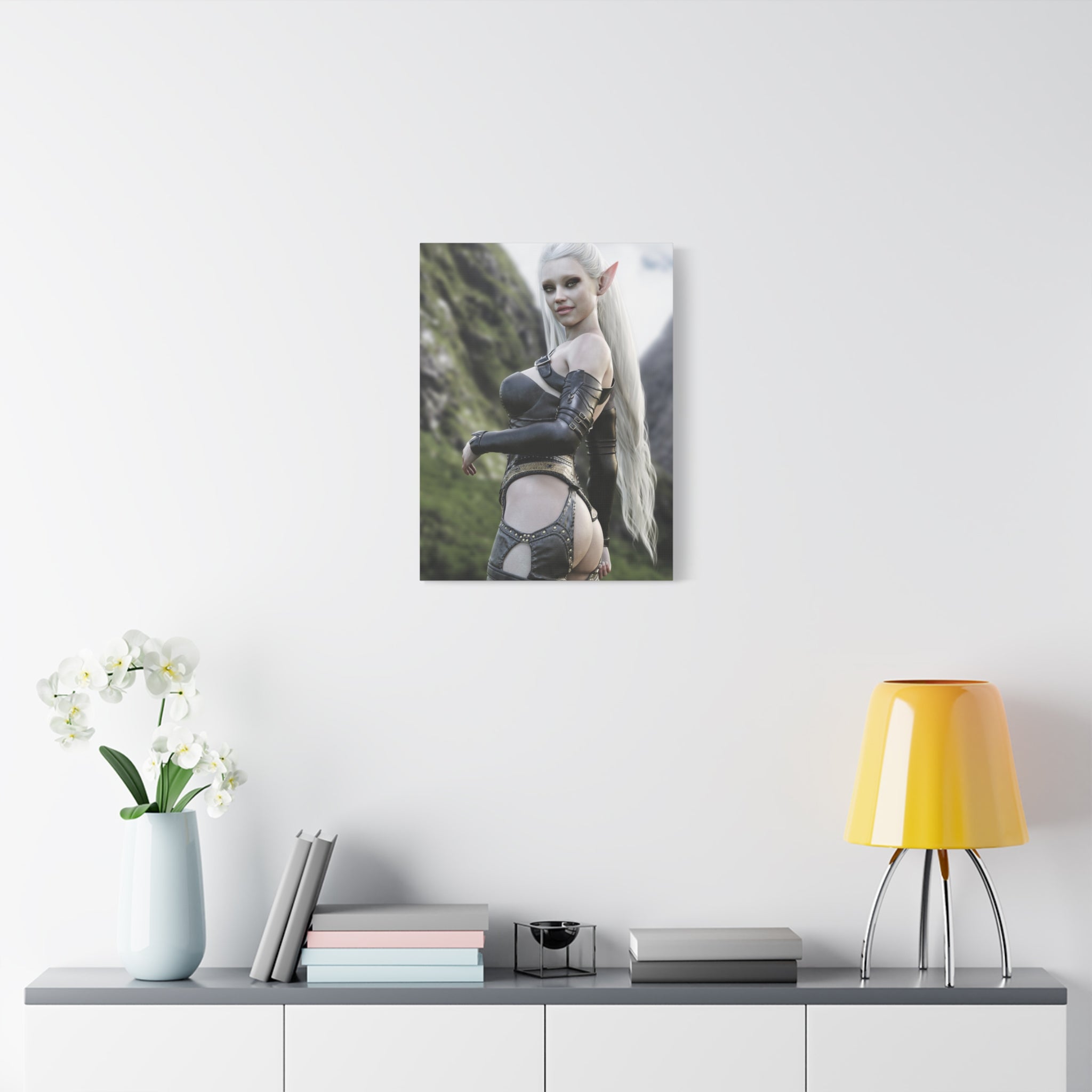 Fantasy Elf Warrior Canvas Print — Matte Stretched Wall Art- No AI - Human created illustration art