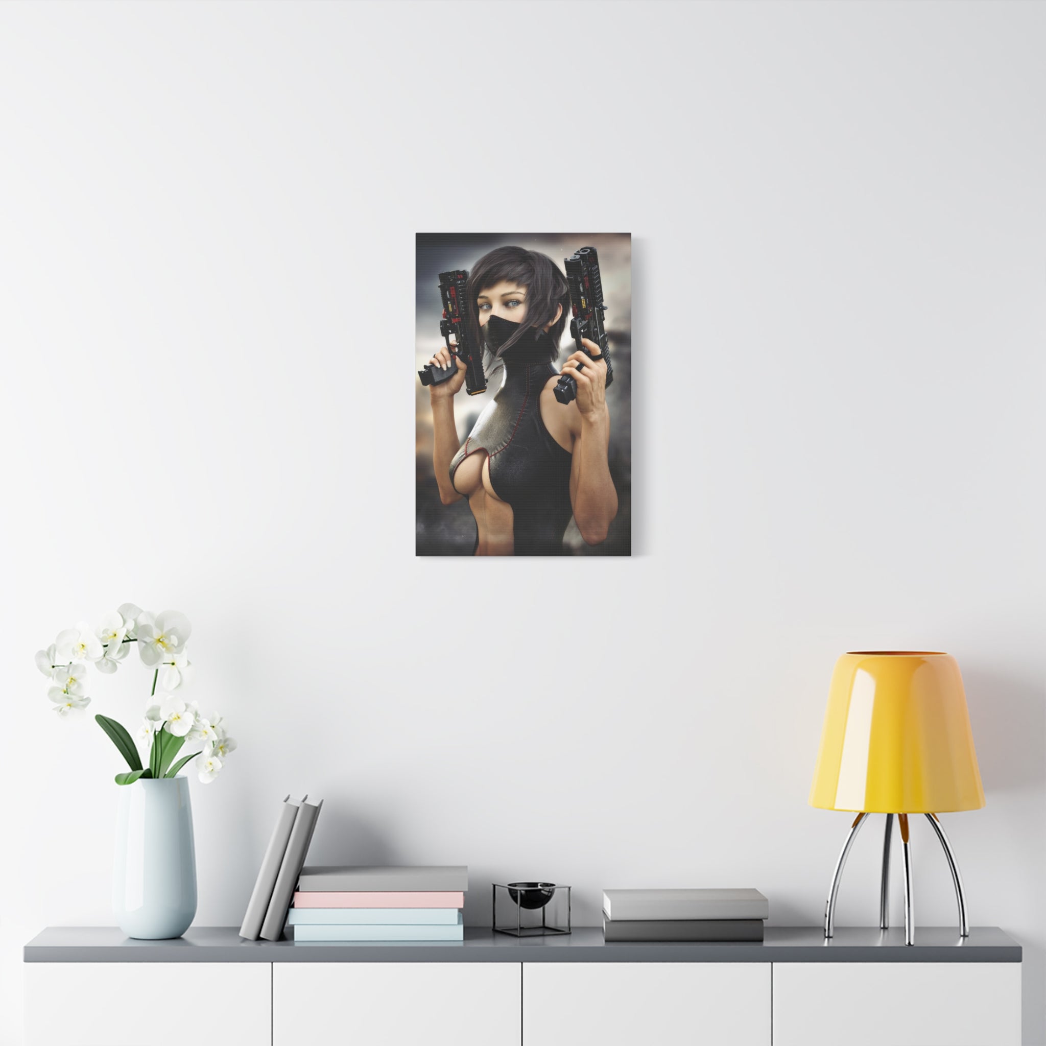 Futuristic Assassin Matte Canvas Wall Art - No Ai- Human created illustration art