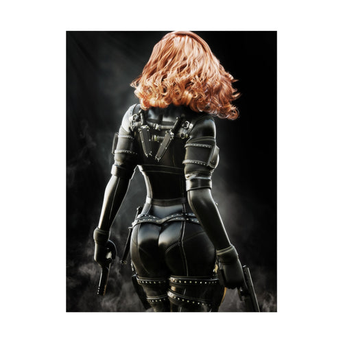 Black Widow Inspired Fine Art Poster — Femme Fatale Leather Assassin Wall Art - No AI - Human created illustration art