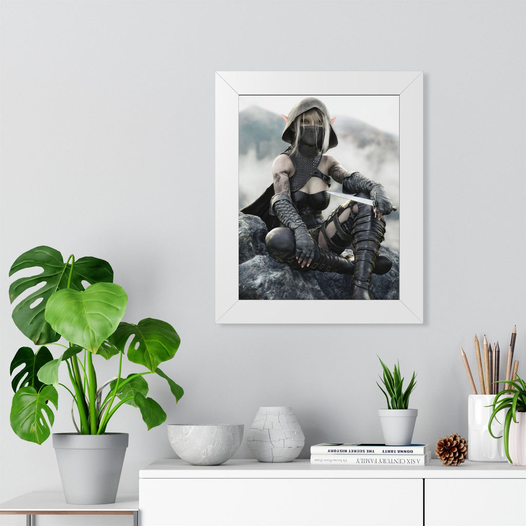 Framed Poster — Fantasy Rogue Assassin Art Print- No AI - Human created illustration art