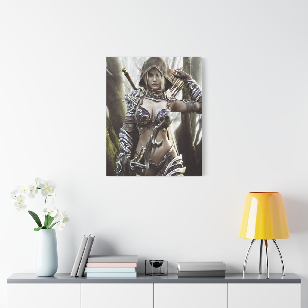 Fantasy Archer Warrior Canvas Print — Matte Stretched Wall Art- No AI- Human created illustration art