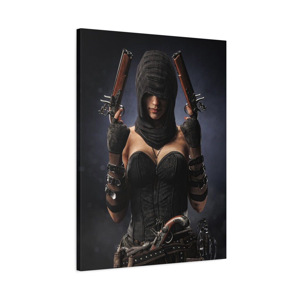 Pirate Assassin Matte Canvas Print — Hooded Female  Wall Art- No Ai- Human created illustration art