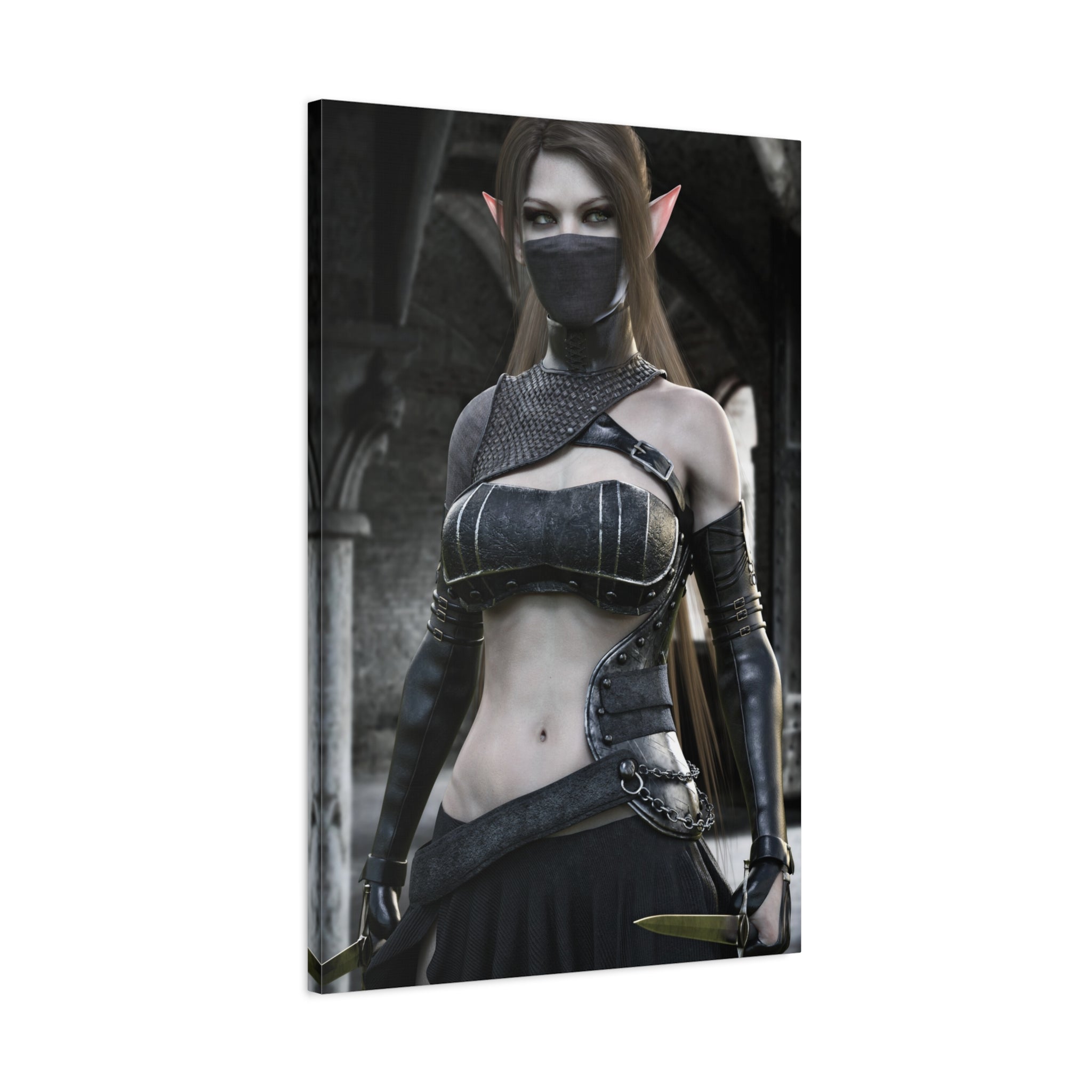 Fantasy Elven Rogue Matte Canvas Print — Stretched 1.25" - No AI- Human created illustration art