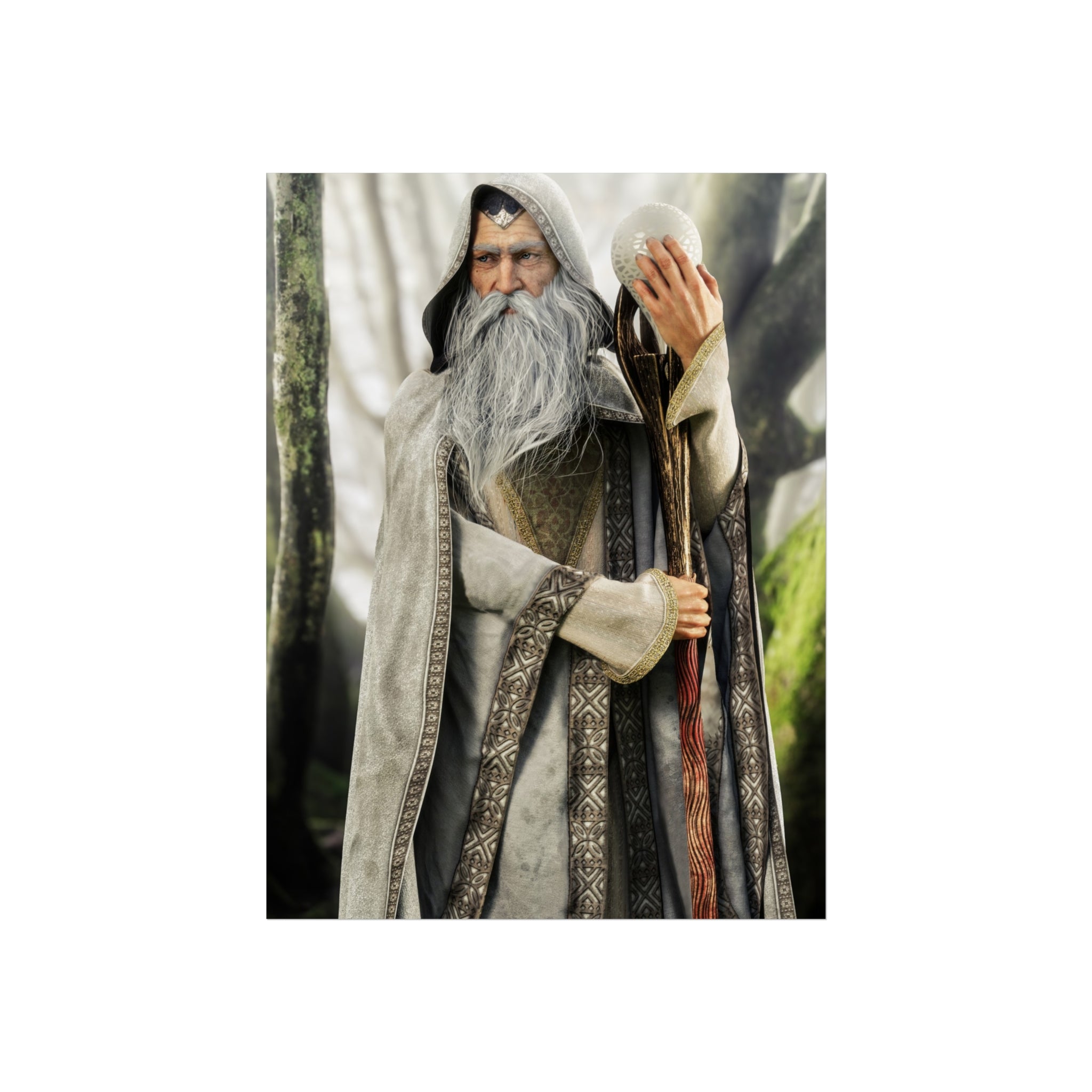 Wizard Fine Art Poster — Mystical Forest Sorcerer Wall Art Print