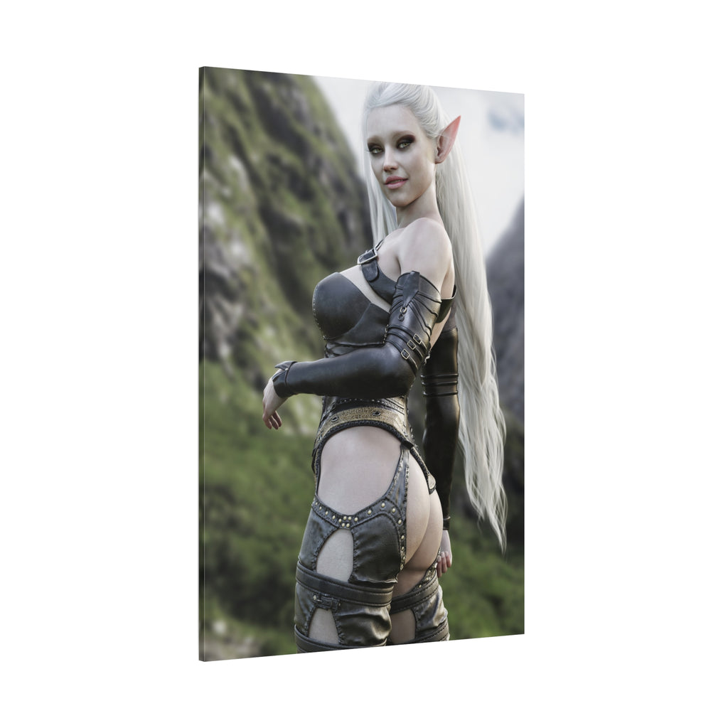 Fantasy Elf Warrior Canvas Print — Matte Stretched Wall Art- No AI - Human created illustration art